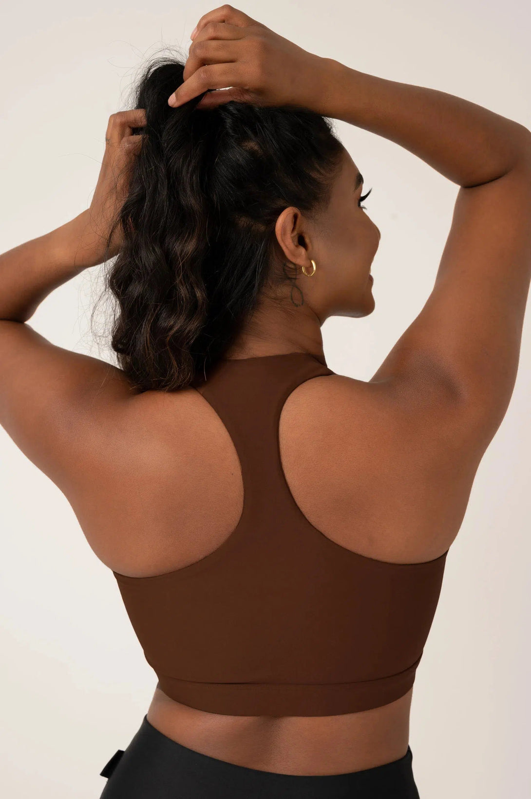 Performance Deep V Crop - Chocolate-Activewear-Exoticathletica