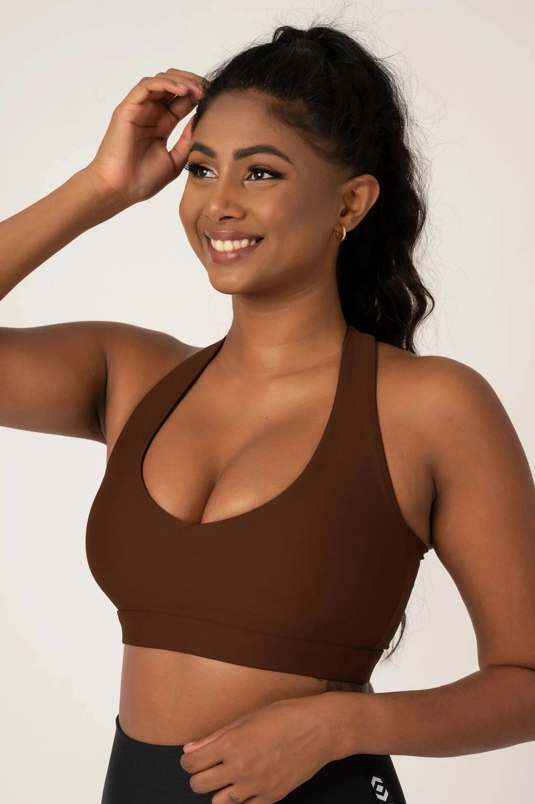 Performance Deep V Crop - Chocolate-Activewear-Exoticathletica