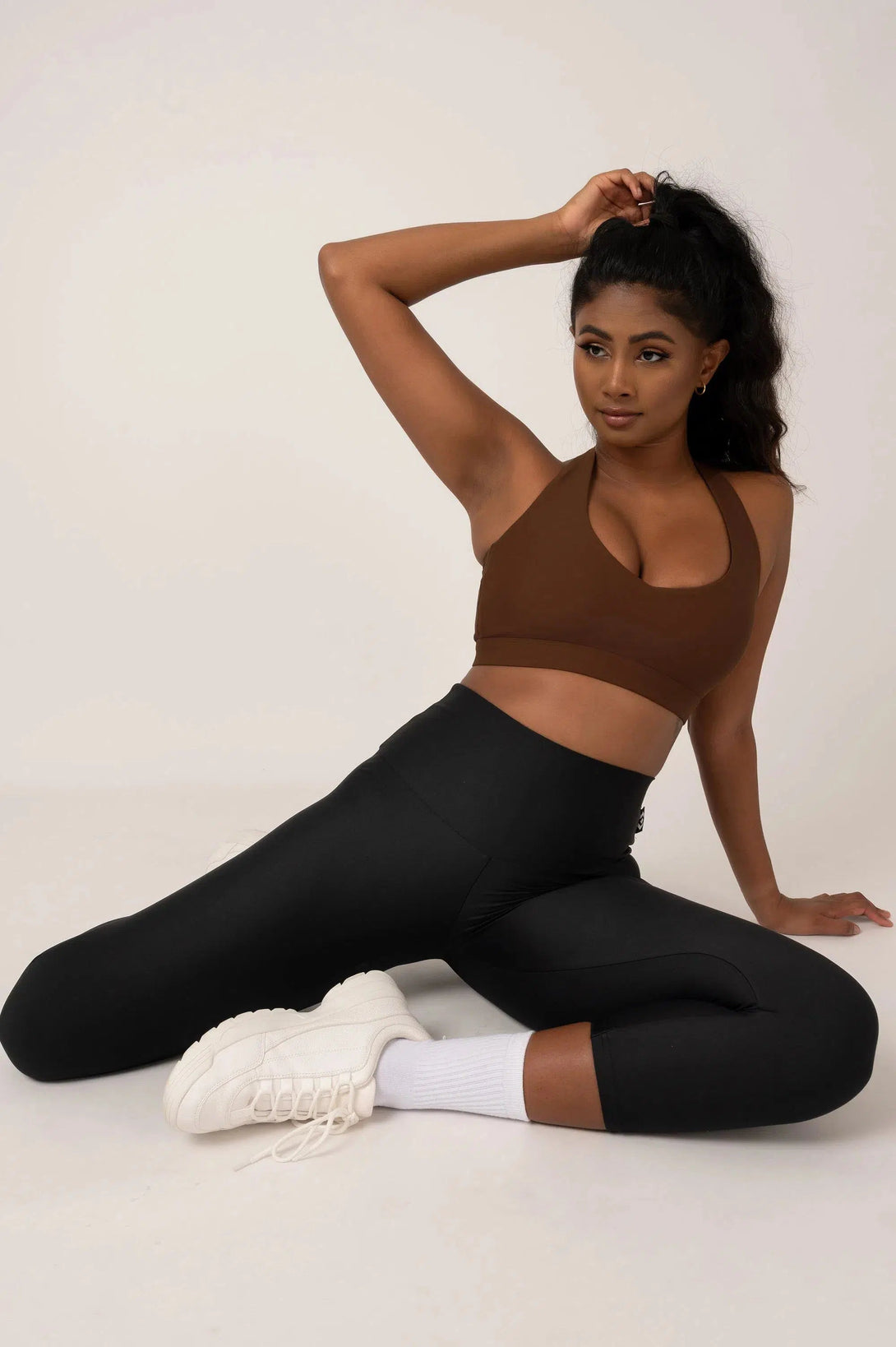 Performance Deep V Crop - Chocolate-Activewear-Exoticathletica