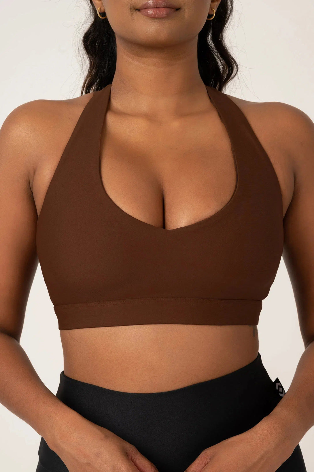 Performance Deep V Crop - Chocolate-Activewear-Exoticathletica