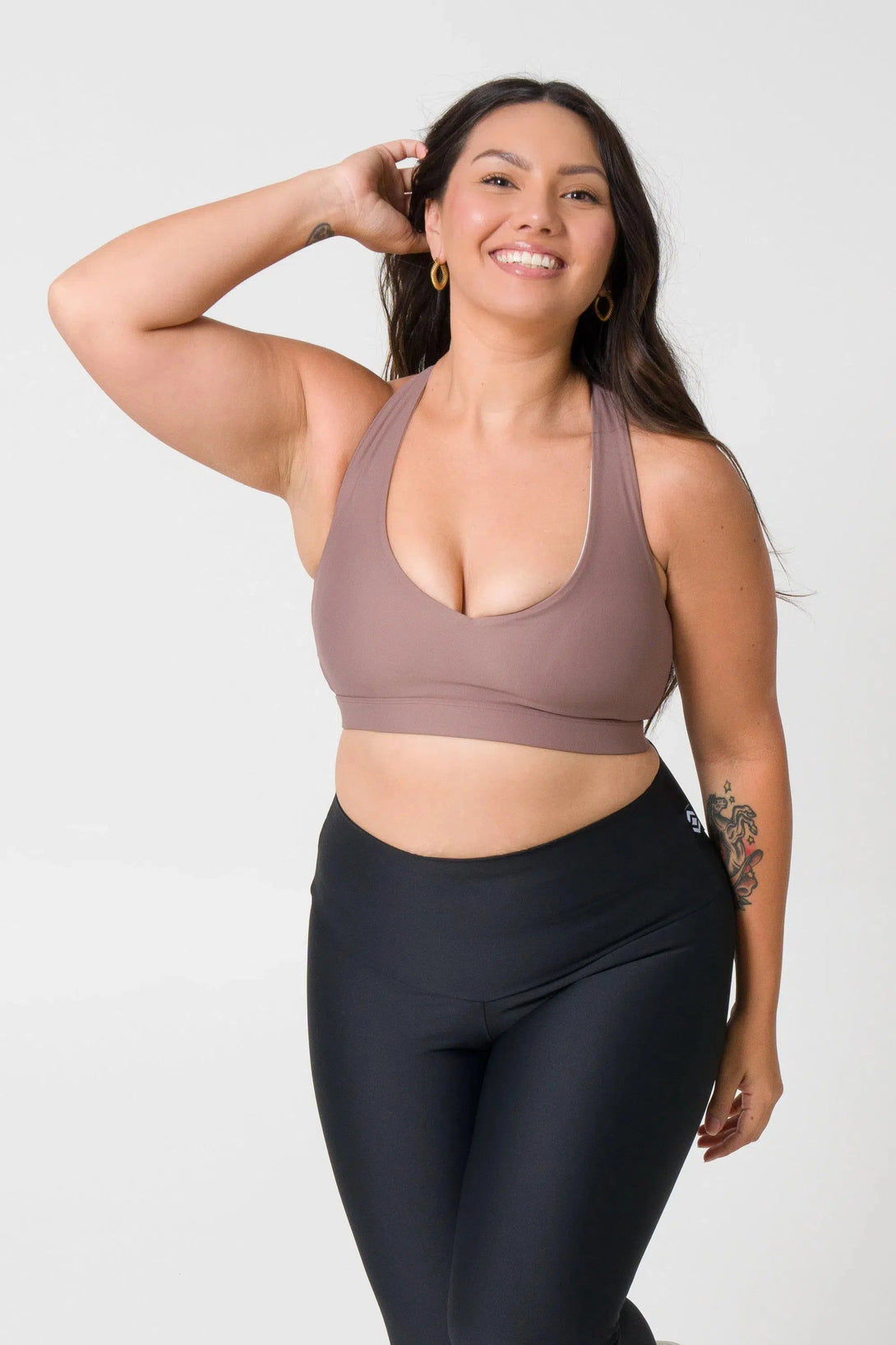 Performance Deep V Crop - Mocha-Activewear-Exoticathletica