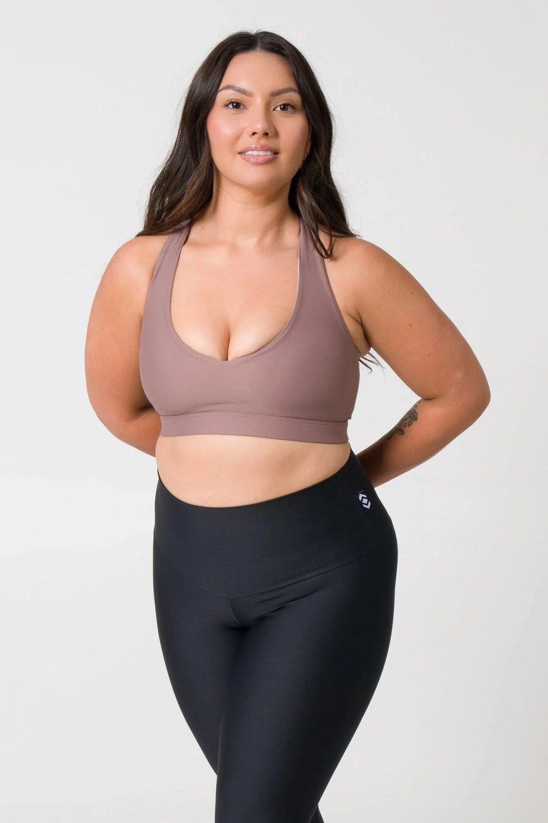 Performance Deep V Crop - Mocha-Activewear-Exoticathletica