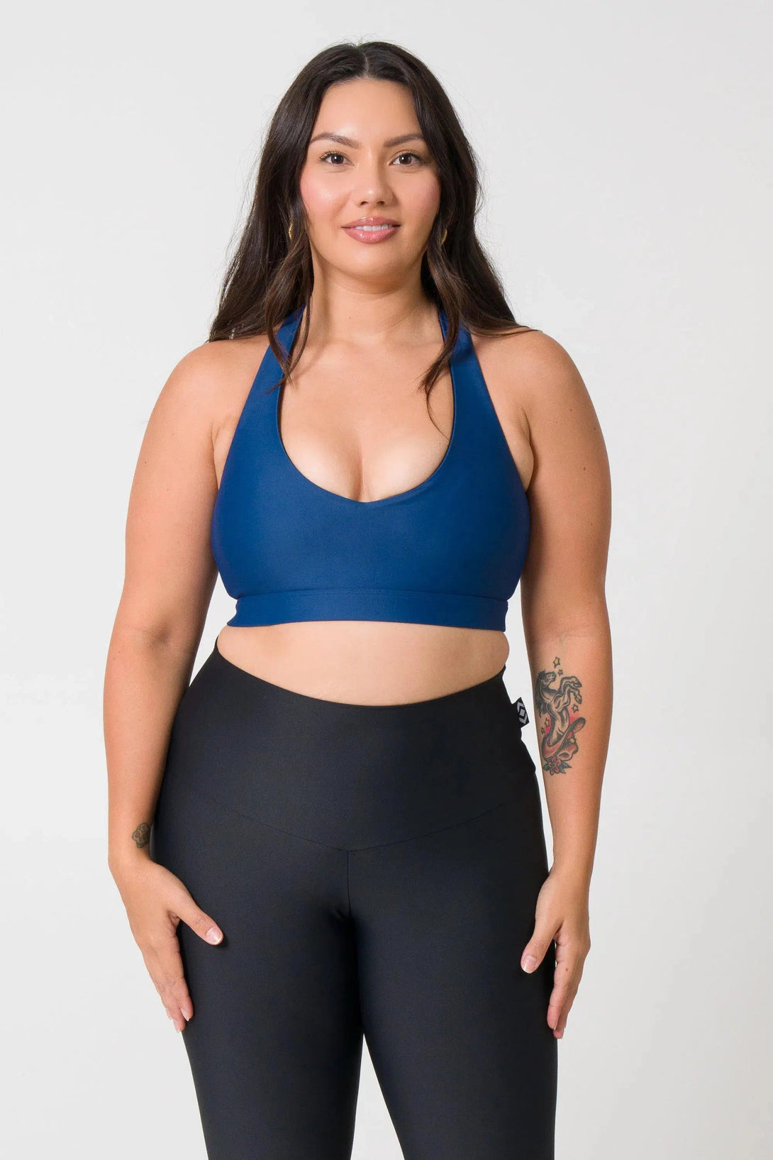 Performance Deep V Crop - Navy-Activewear-Exoticathletica