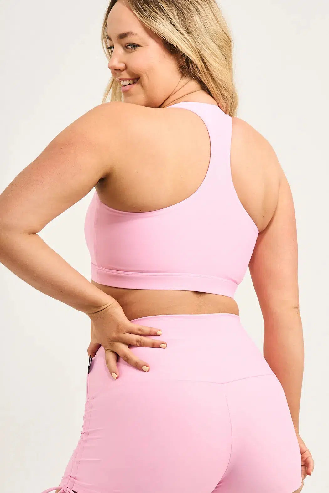 Performance Deep V Crop - Pastel Pink-Activewear-Exoticathletica