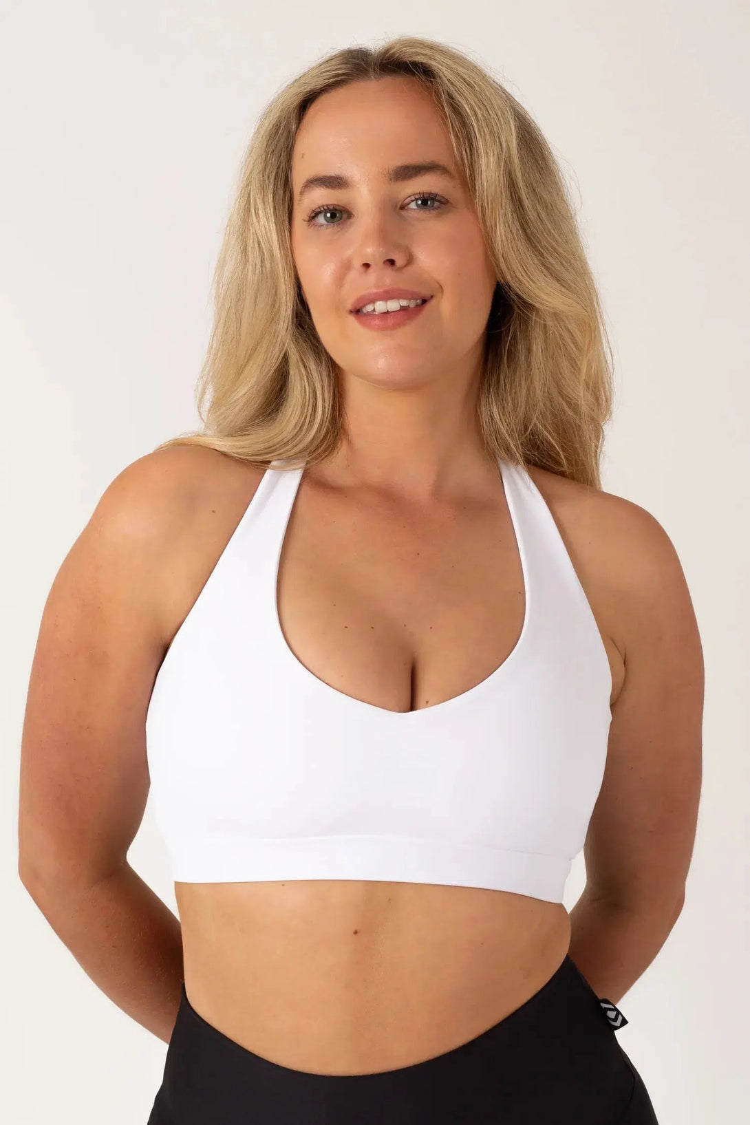 Performance Deep V Crop - White-Activewear-Exoticathletica