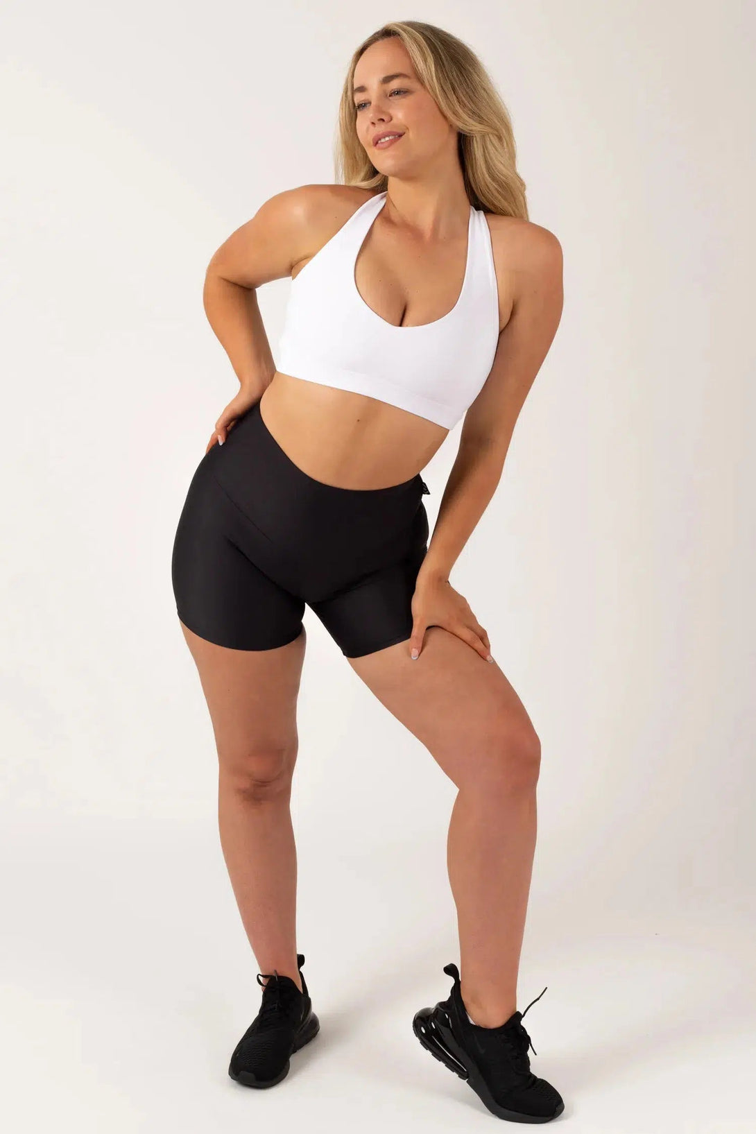 Performance Deep V Crop - White-Activewear-Exoticathletica