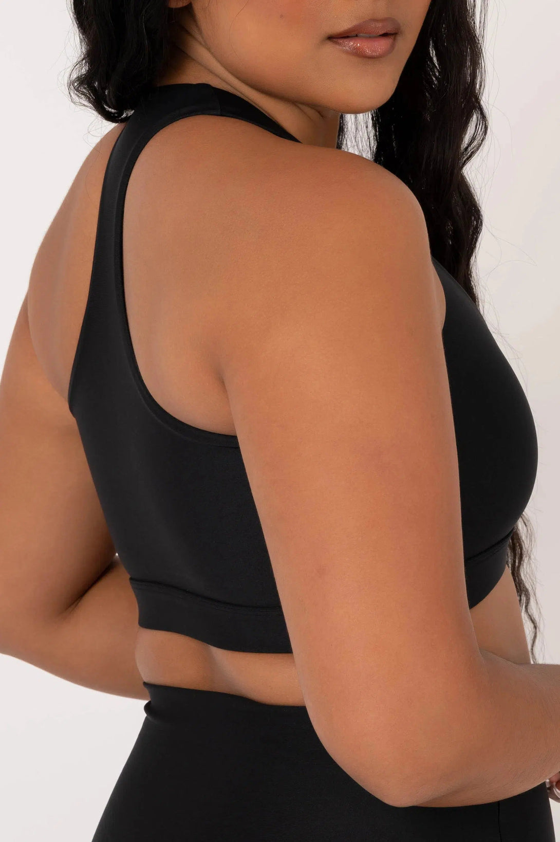 Performance Deep V Cross Front Crop - Black-Activewear-Exoticathletica