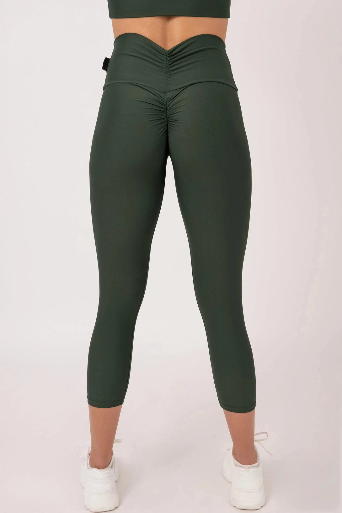 Performance Double Booty Scrunch High Waisted Capri Leggings - Dark Emerald-Activewear-Exoticathletica