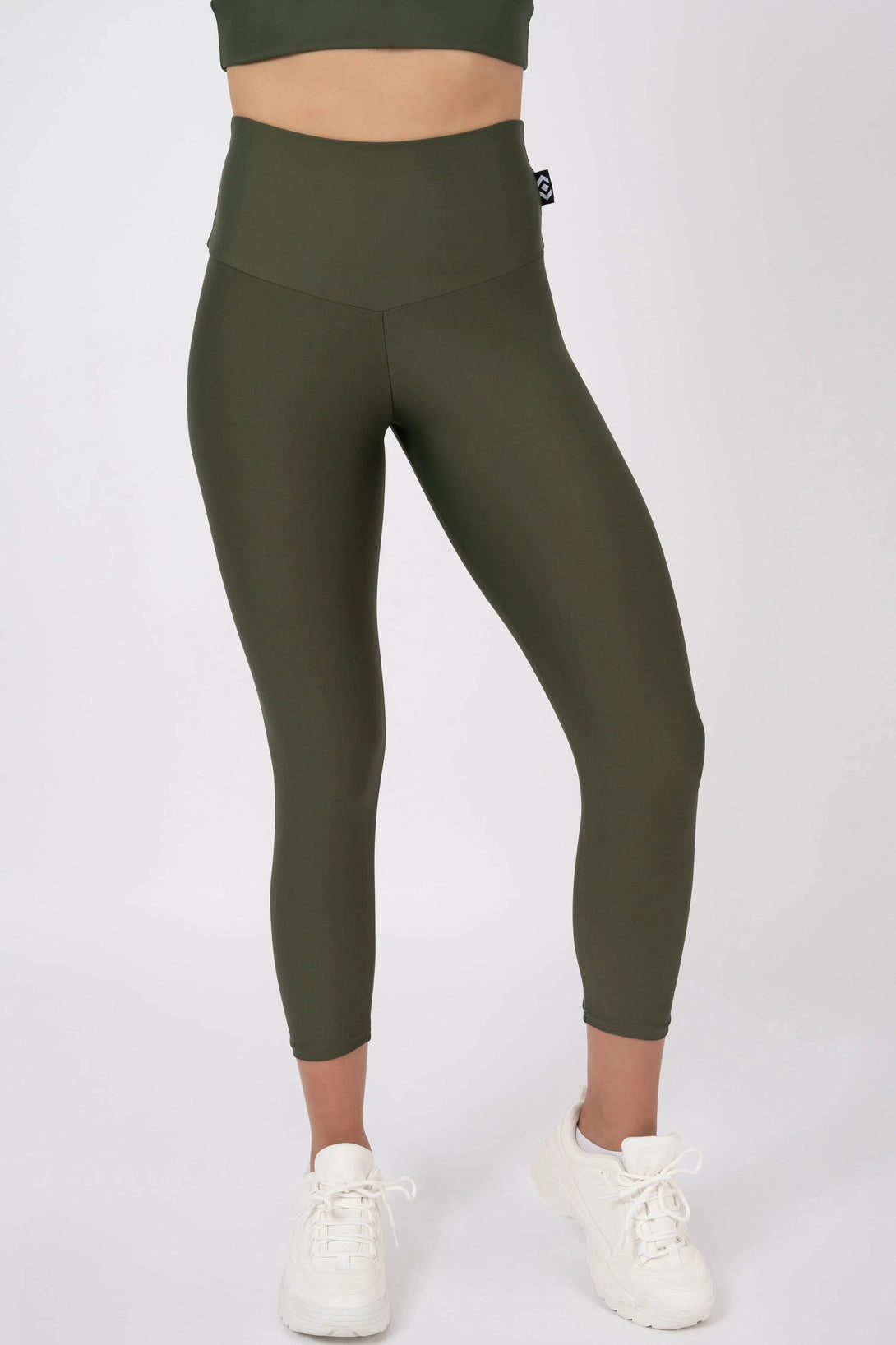 Performance Double Booty Scrunch High Waisted Capri Leggings - Dark Khaki-Activewear-Exoticathletica