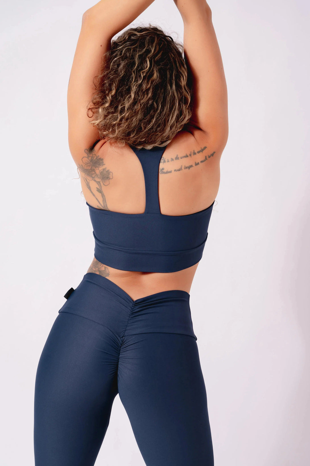 Performance Double Booty Scrunch High Waisted Capri Leggings - Dark Navy-Activewear-Exoticathletica