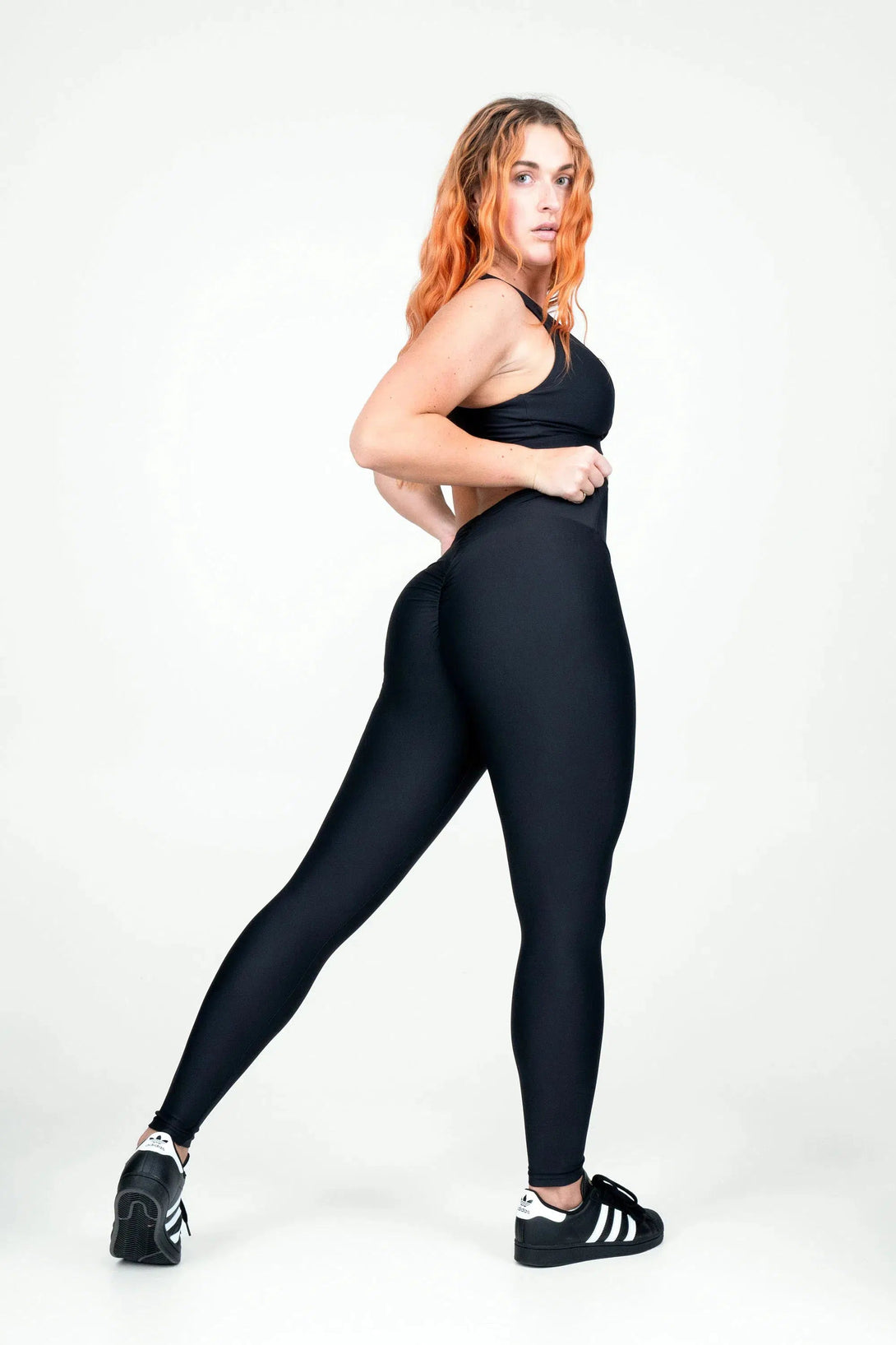 Performance Double Booty Scrunch High Waisted Leggings - Black-Activewear-Exoticathletica