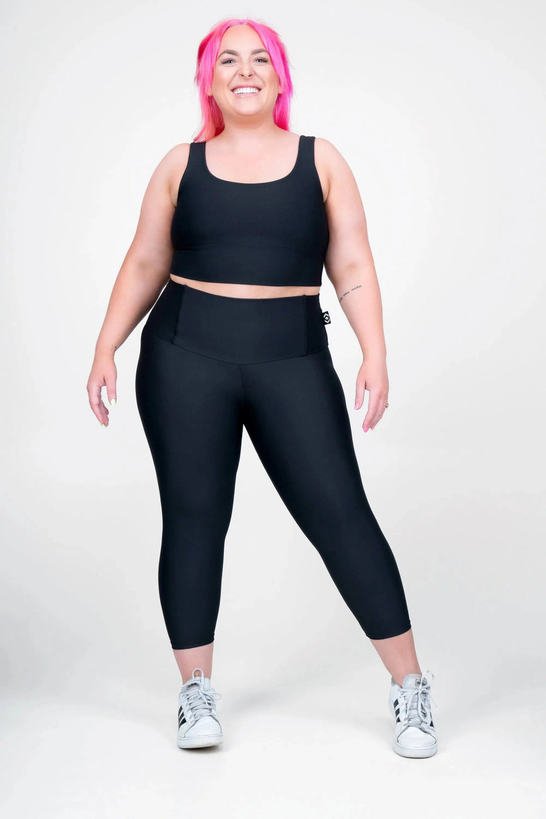 Performance Double Tummy Control High Waisted Capri Leggings - Black-Activewear-Exoticathletica