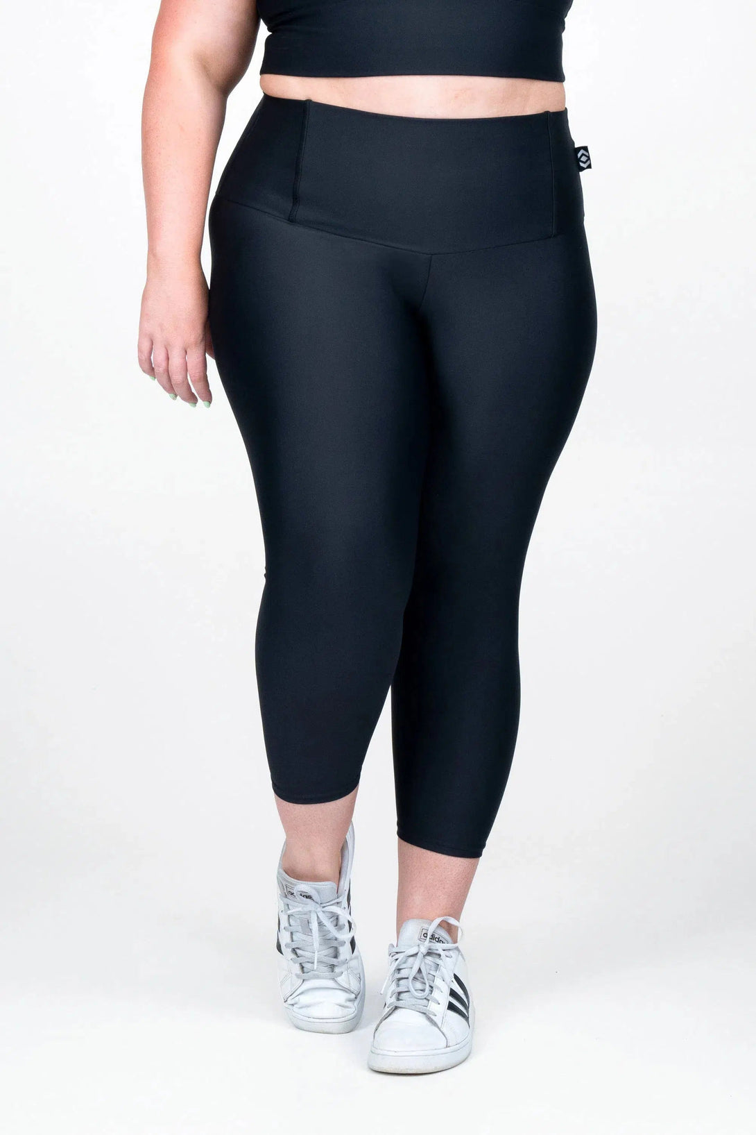 Performance Double Tummy Control High Waisted Capri Leggings - Black-Activewear-Exoticathletica