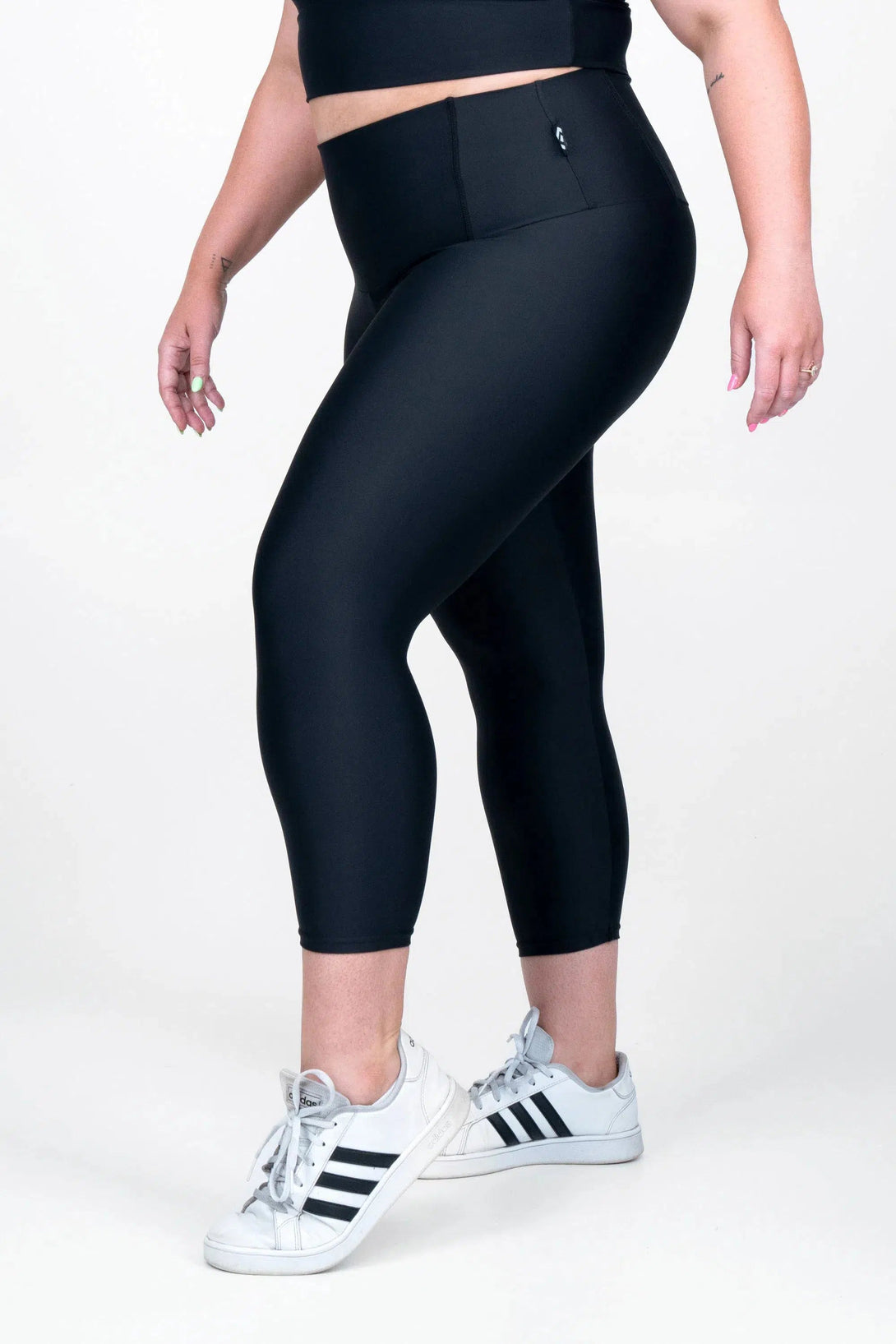 Performance Double Tummy Control High Waisted Capri Leggings - Black-Activewear-Exoticathletica