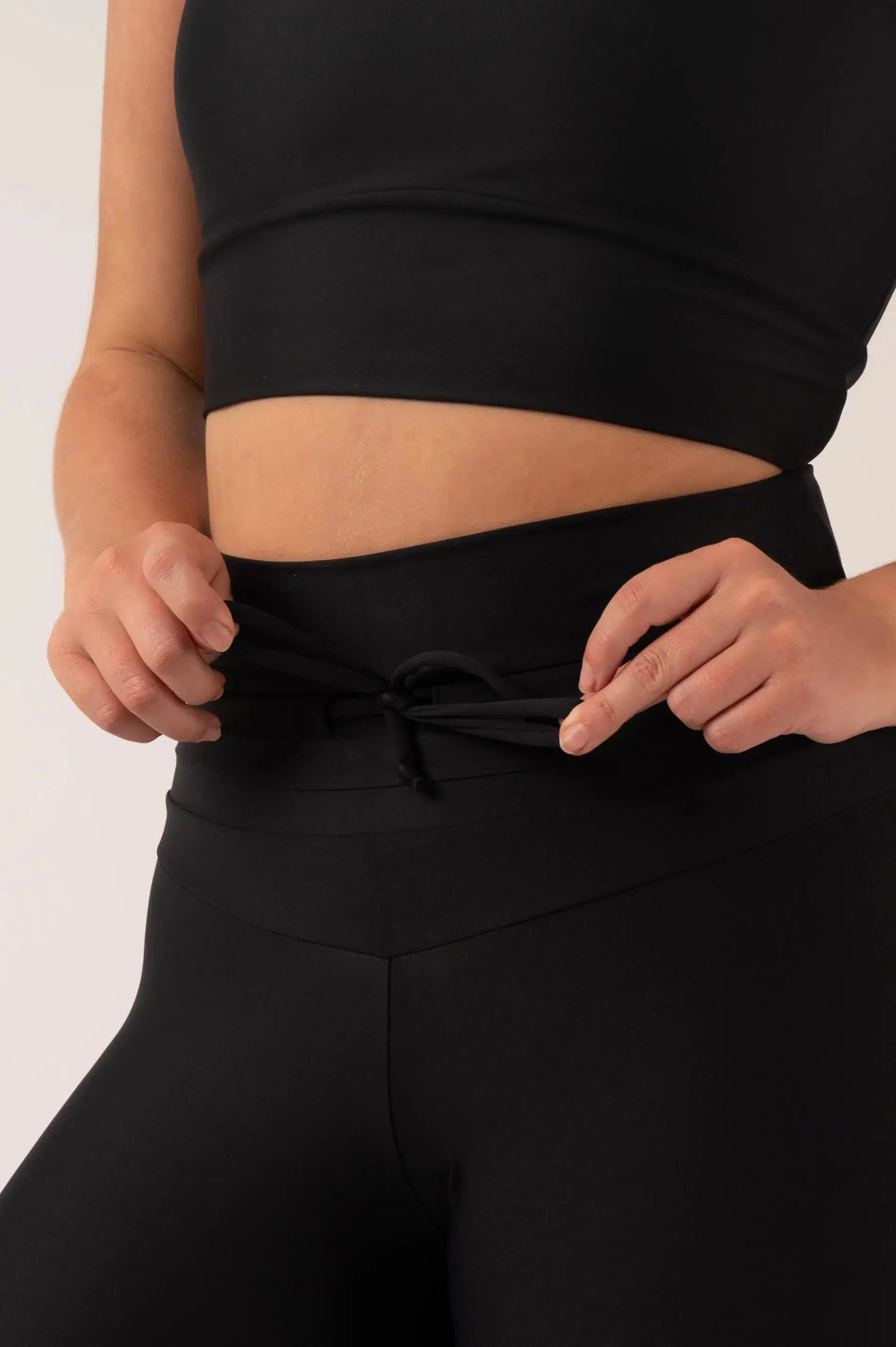 Performance Drawstring High Waisted Capri Leggings - Black-Activewear-Exoticathletica