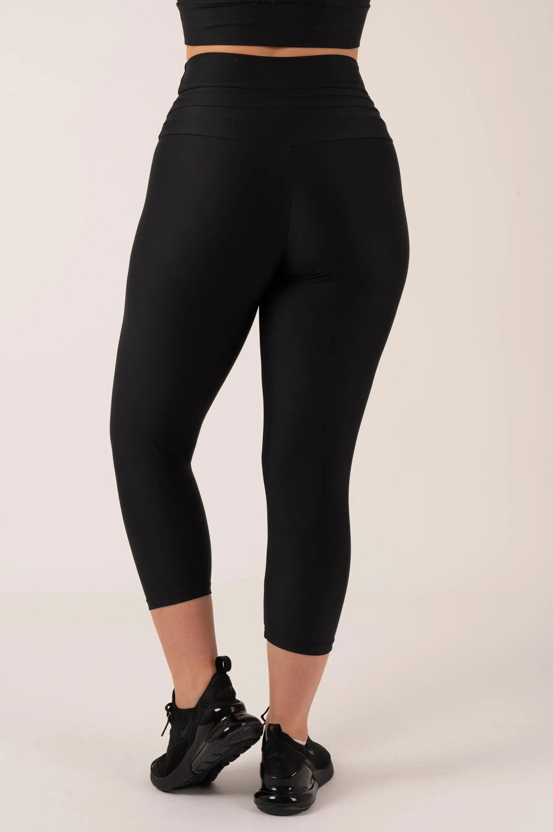 Performance Drawstring High Waisted Capri Leggings - Black-Activewear-Exoticathletica