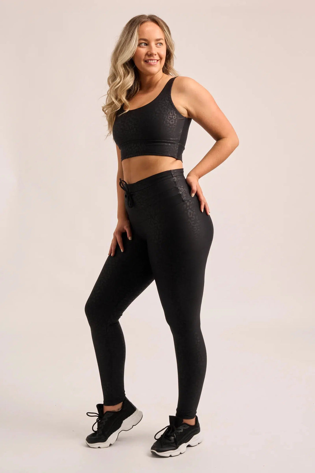 Performance Drawstring High Waisted Leggings - Black Exotic Touch Jag-Activewear-Exoticathletica