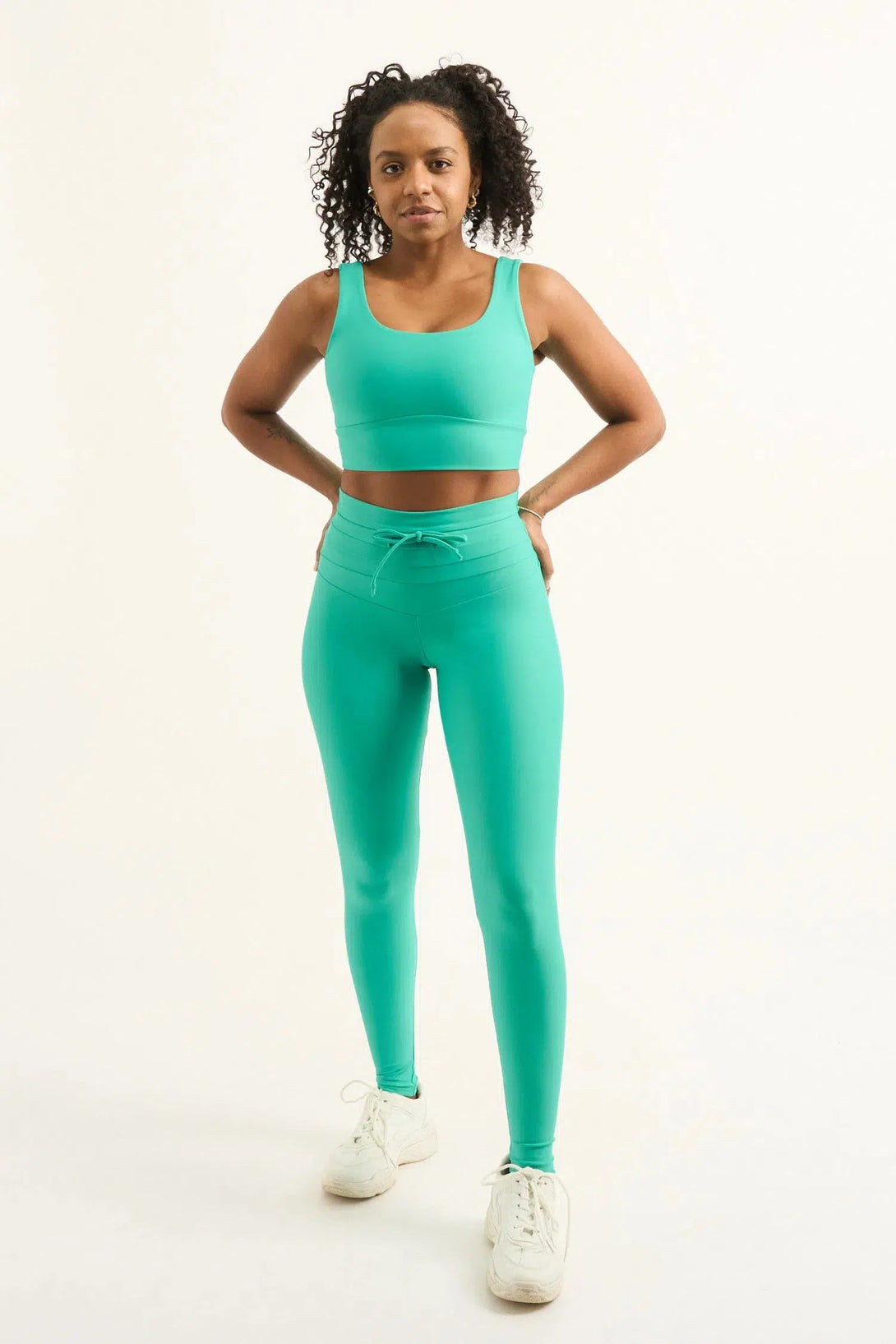 Performance Drawstring High Waisted Leggings - Jade-Activewear-Exoticathletica