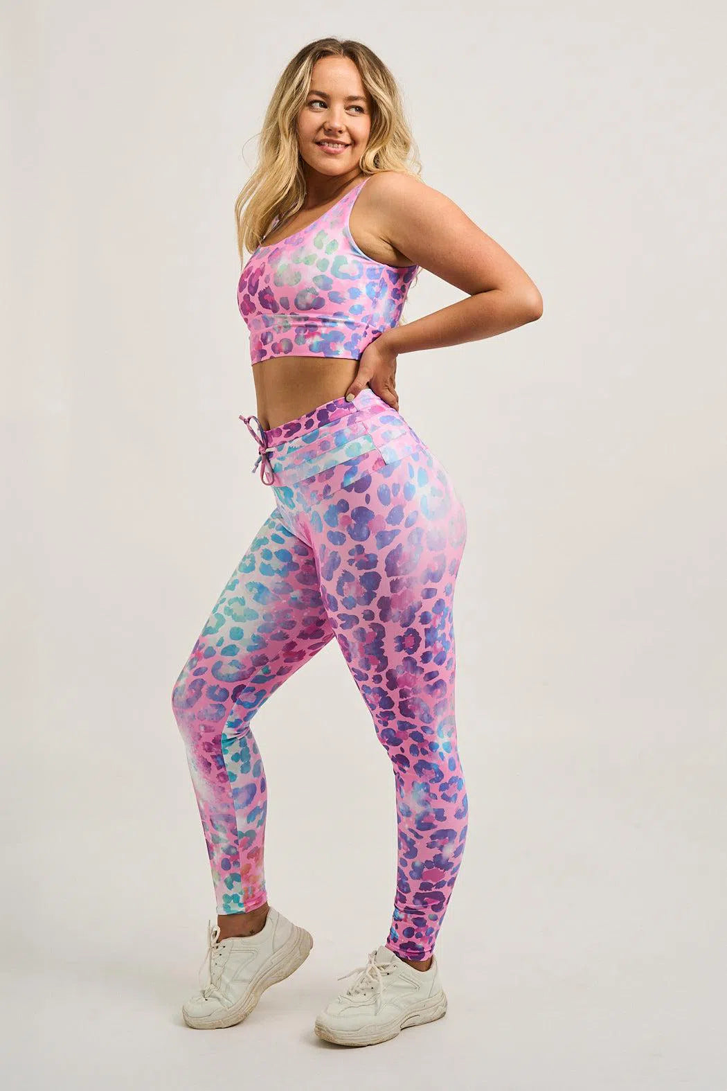 Performance Drawstring High Waisted Leggings - Rainbow Jag-9358328357124-Activewear-Exoticathletica