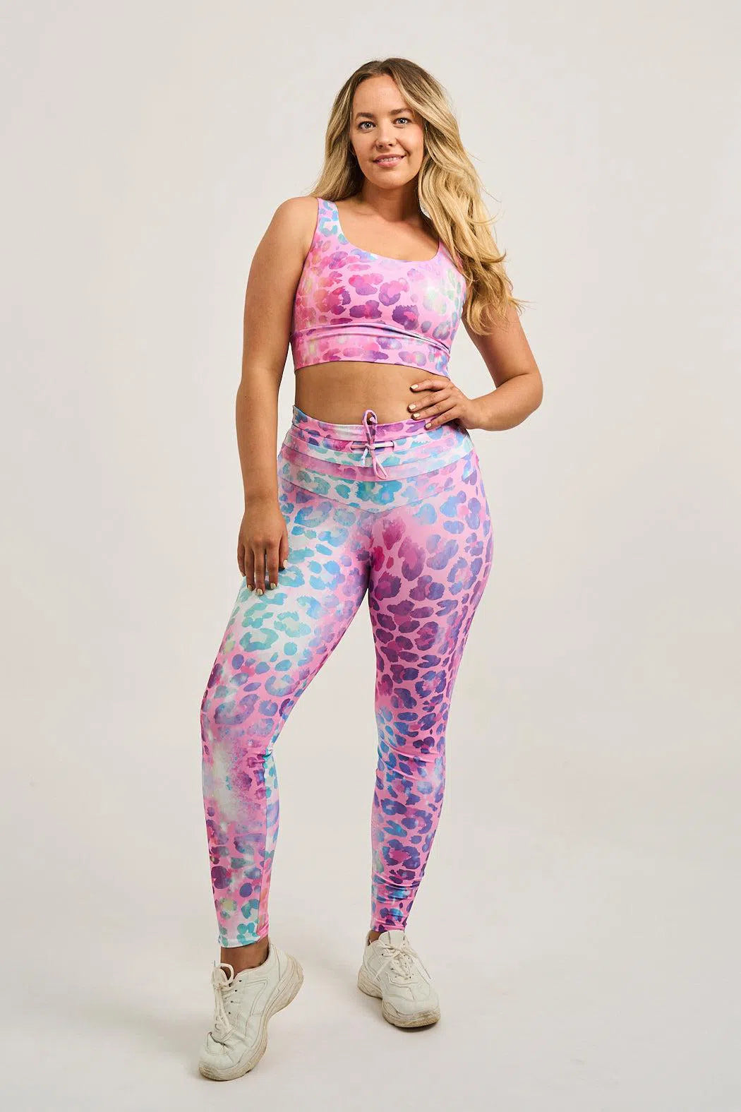 Performance Drawstring High Waisted Leggings - Rainbow Jag-Activewear-Exoticathletica