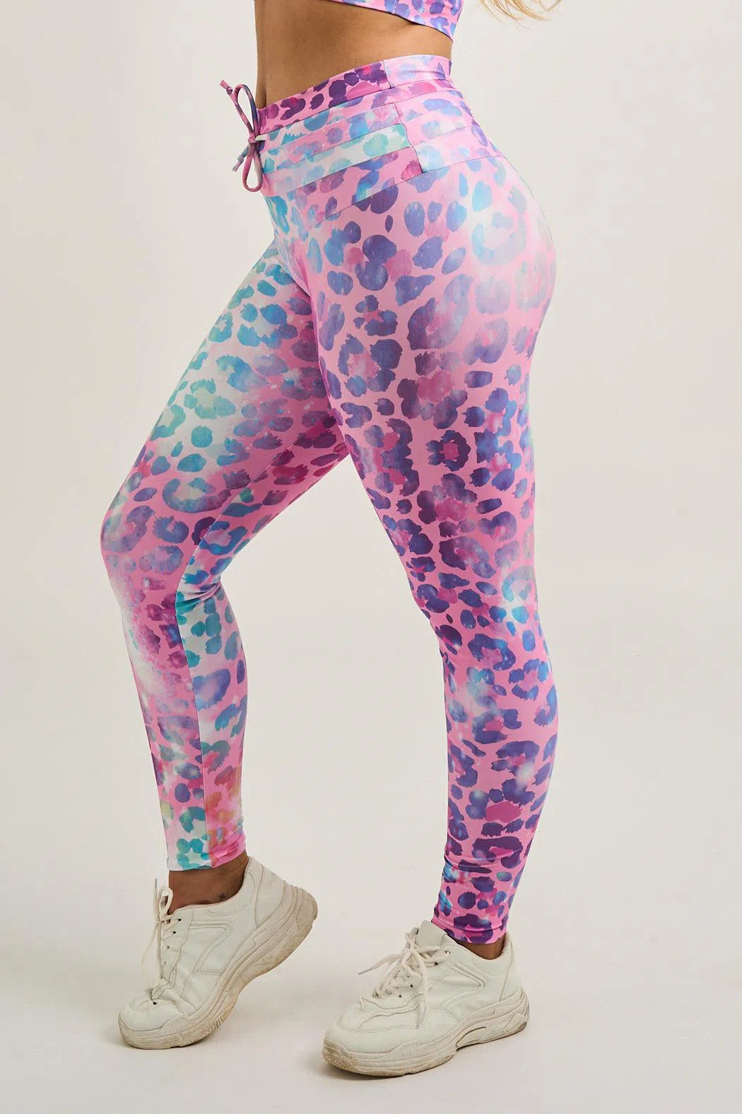 Performance Drawstring High Waisted Leggings - Rainbow Jag-Activewear-Exoticathletica