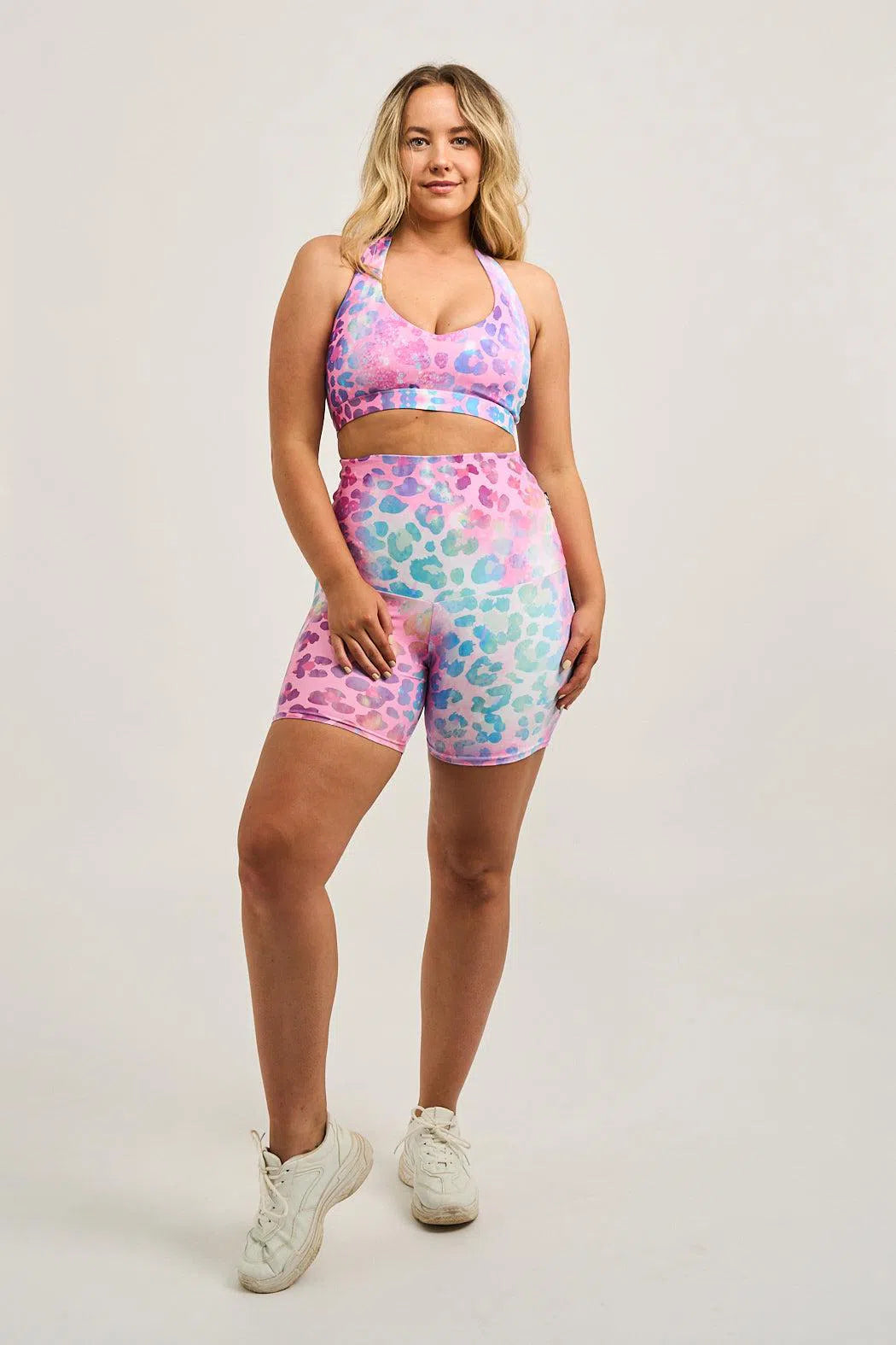 Performance Extra High Waisted Booty Shorts - Rainbow Jag-Activewear-Exoticathletica