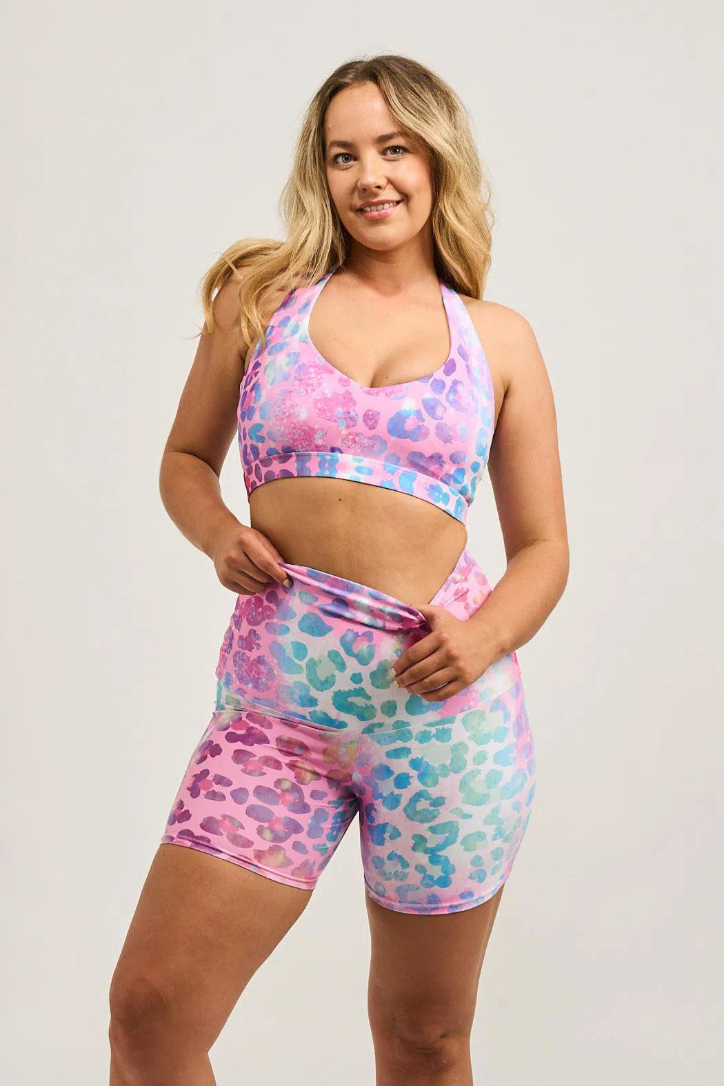 Performance Extra High Waisted Booty Shorts - Rainbow Jag-Activewear-Exoticathletica