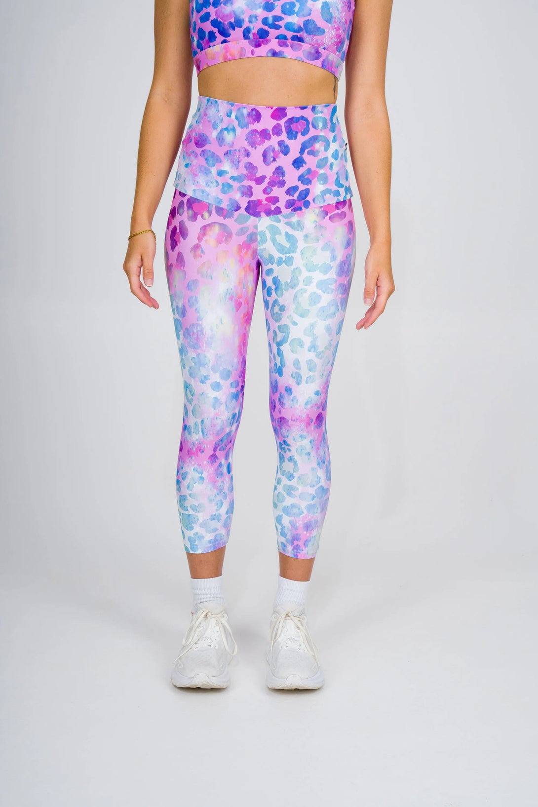 Performance Extra High Waisted Capri Leggings - Rainbow Jag-Activewear-Exoticathletica