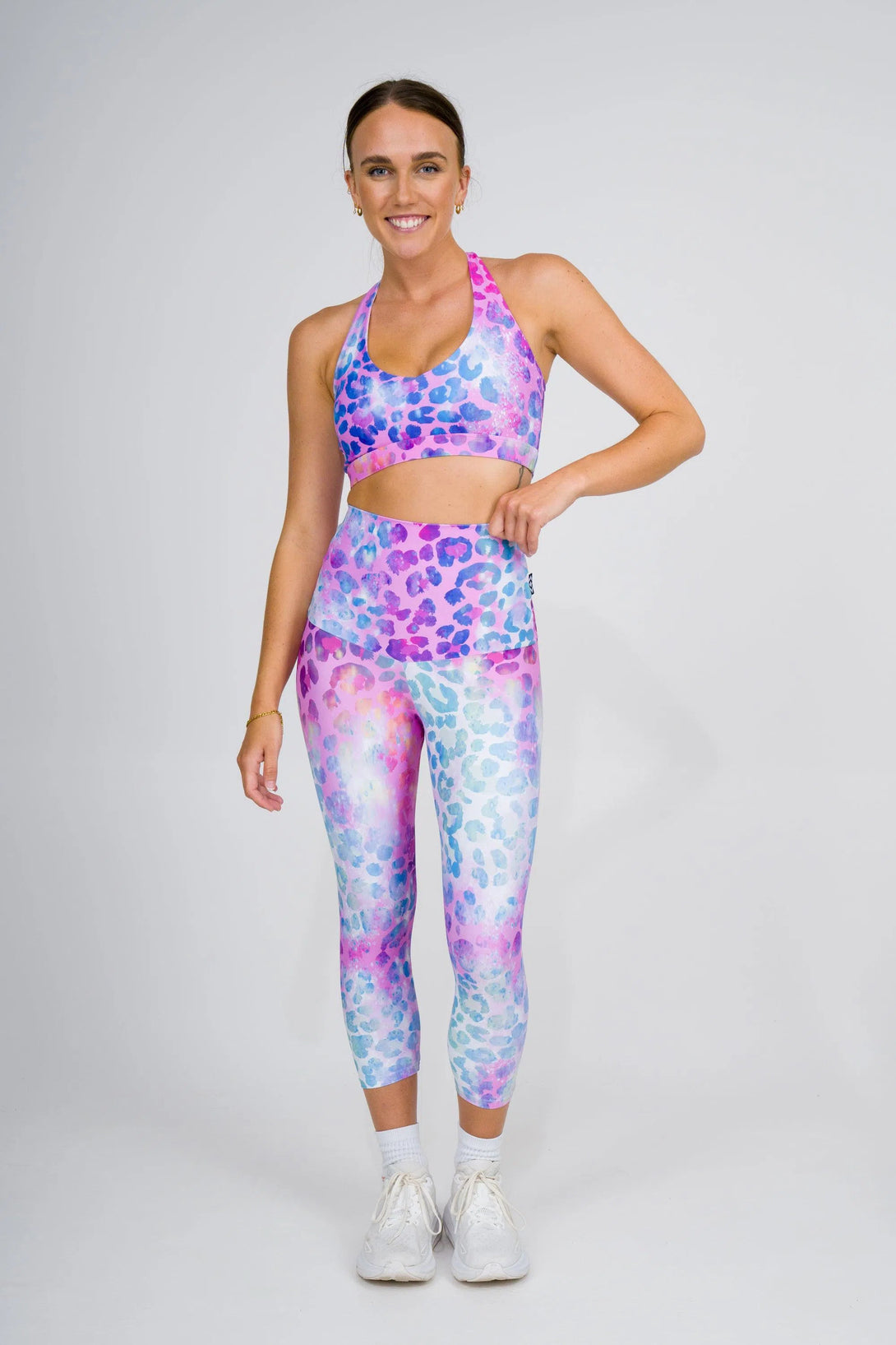 Performance Extra High Waisted Capri Leggings - Rainbow Jag-Activewear-Exoticathletica