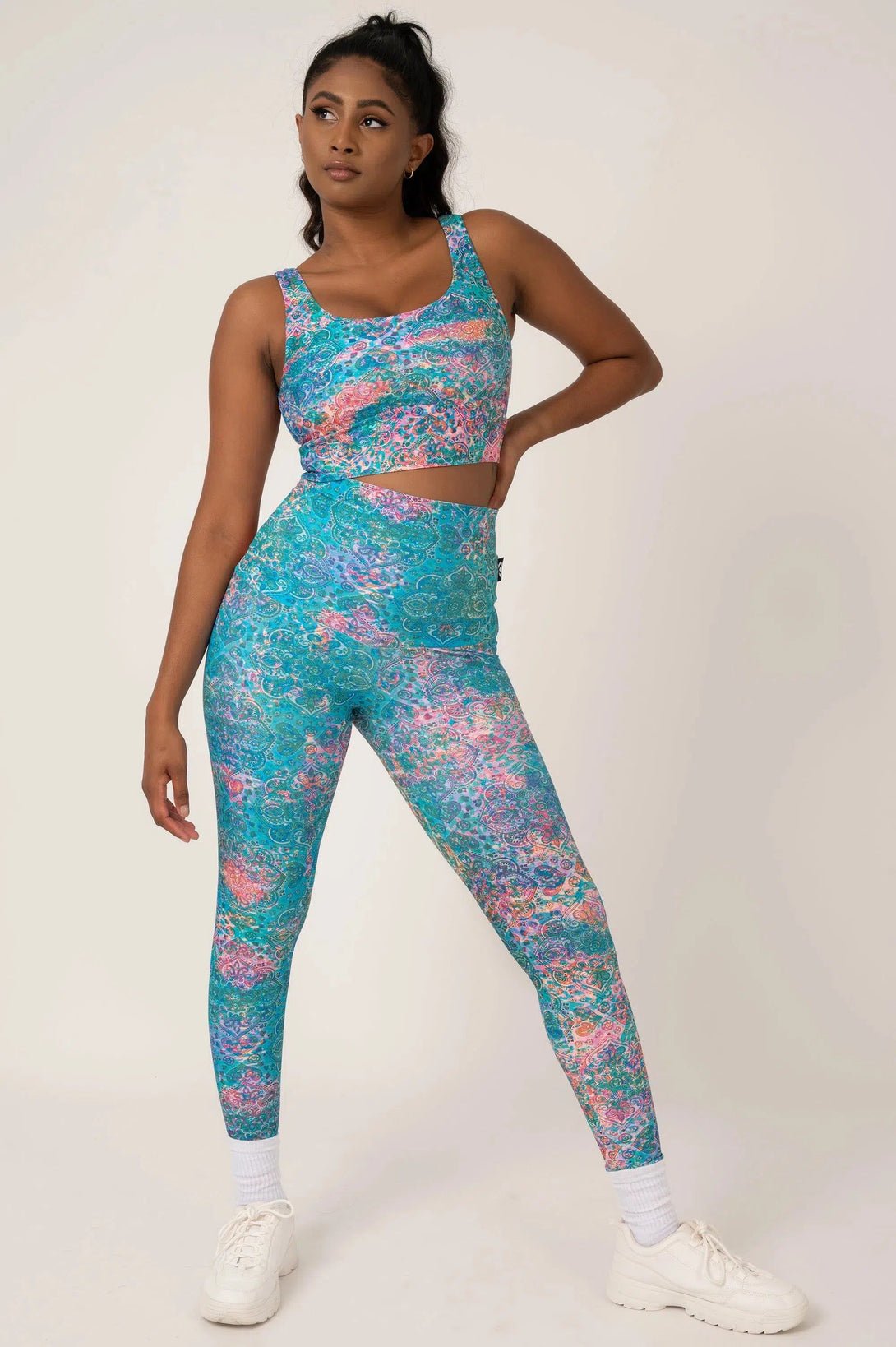 Performance Extra High Waisted Leggings - Mandala Rainbow-Activewear-Exoticathletica