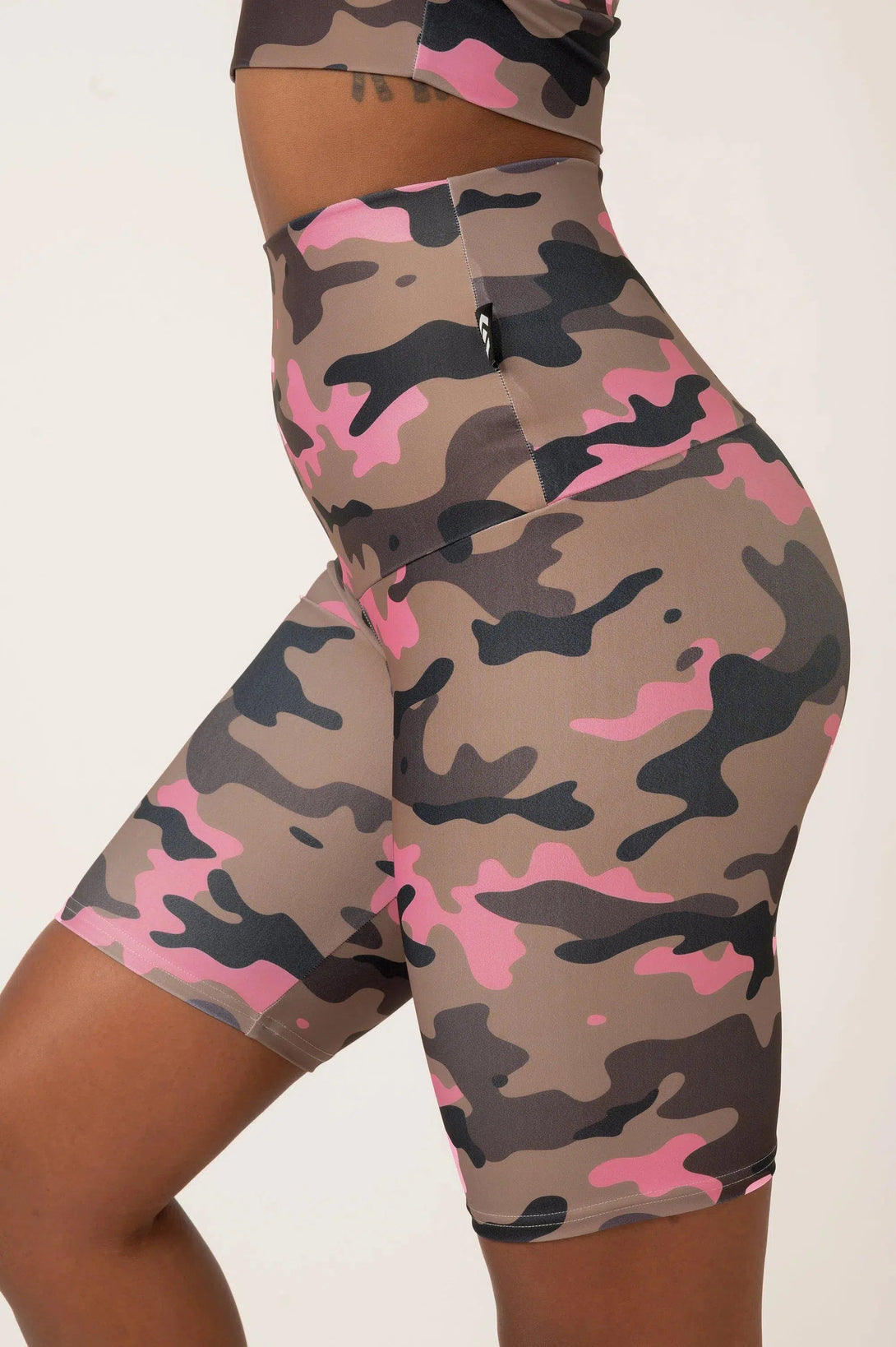 Performance Extra High Waisted Long Shorts - Camo Crush Pink-Activewear-Exoticathletica