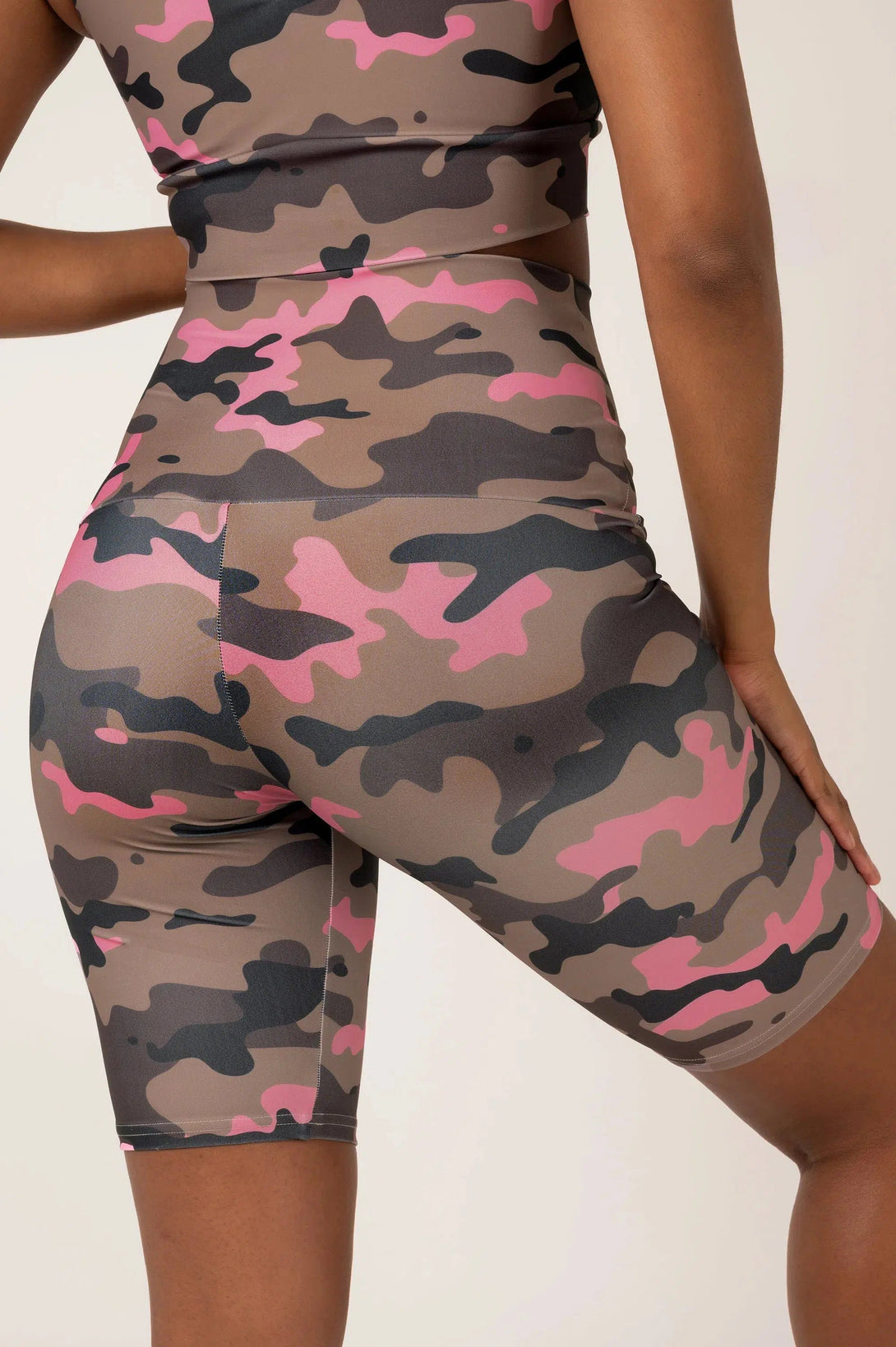 Performance Extra High Waisted Long Shorts - Camo Crush Pink-Activewear-Exoticathletica