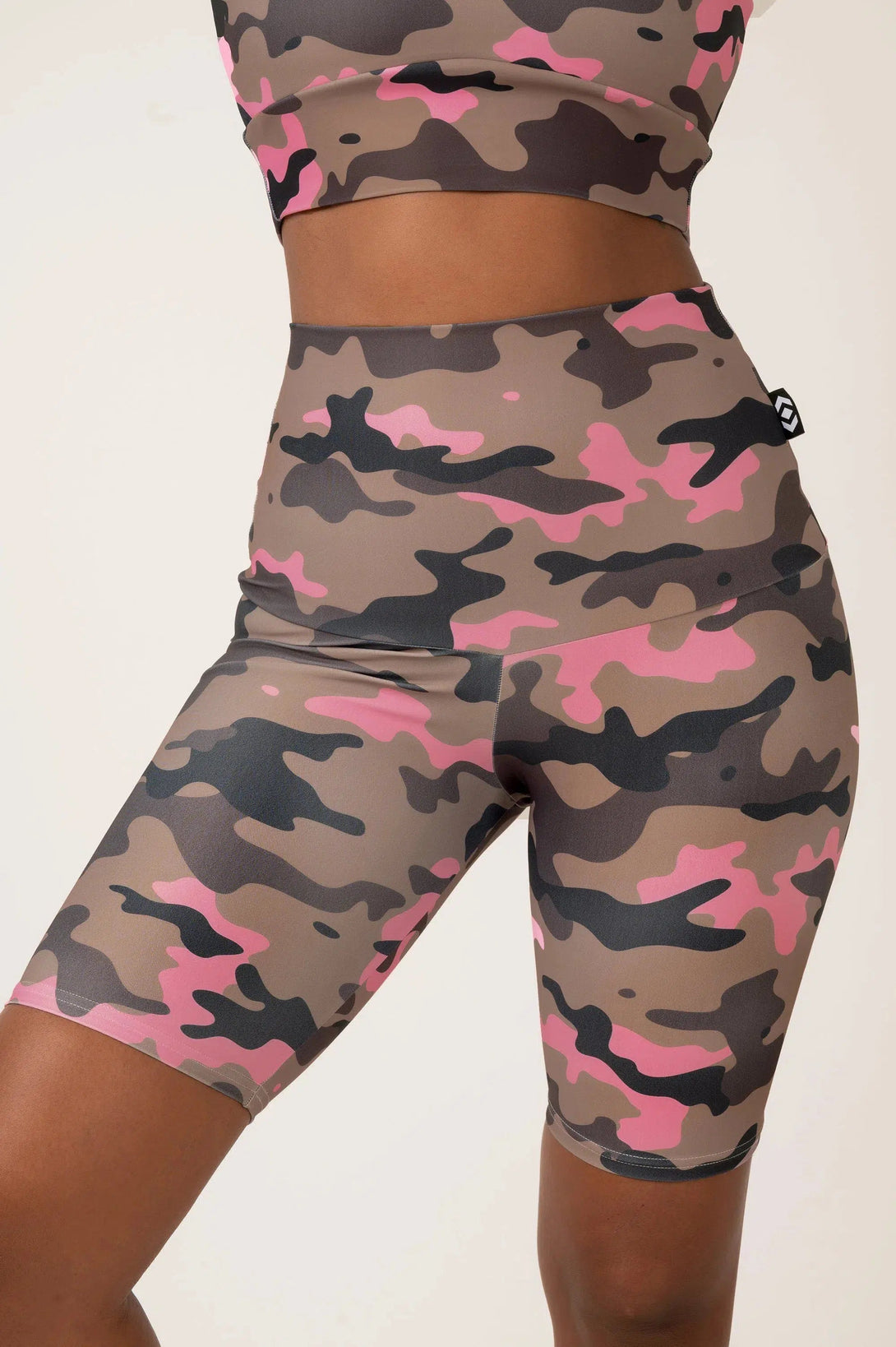 Performance Extra High Waisted Long Shorts - Camo Crush Pink-Activewear-Exoticathletica