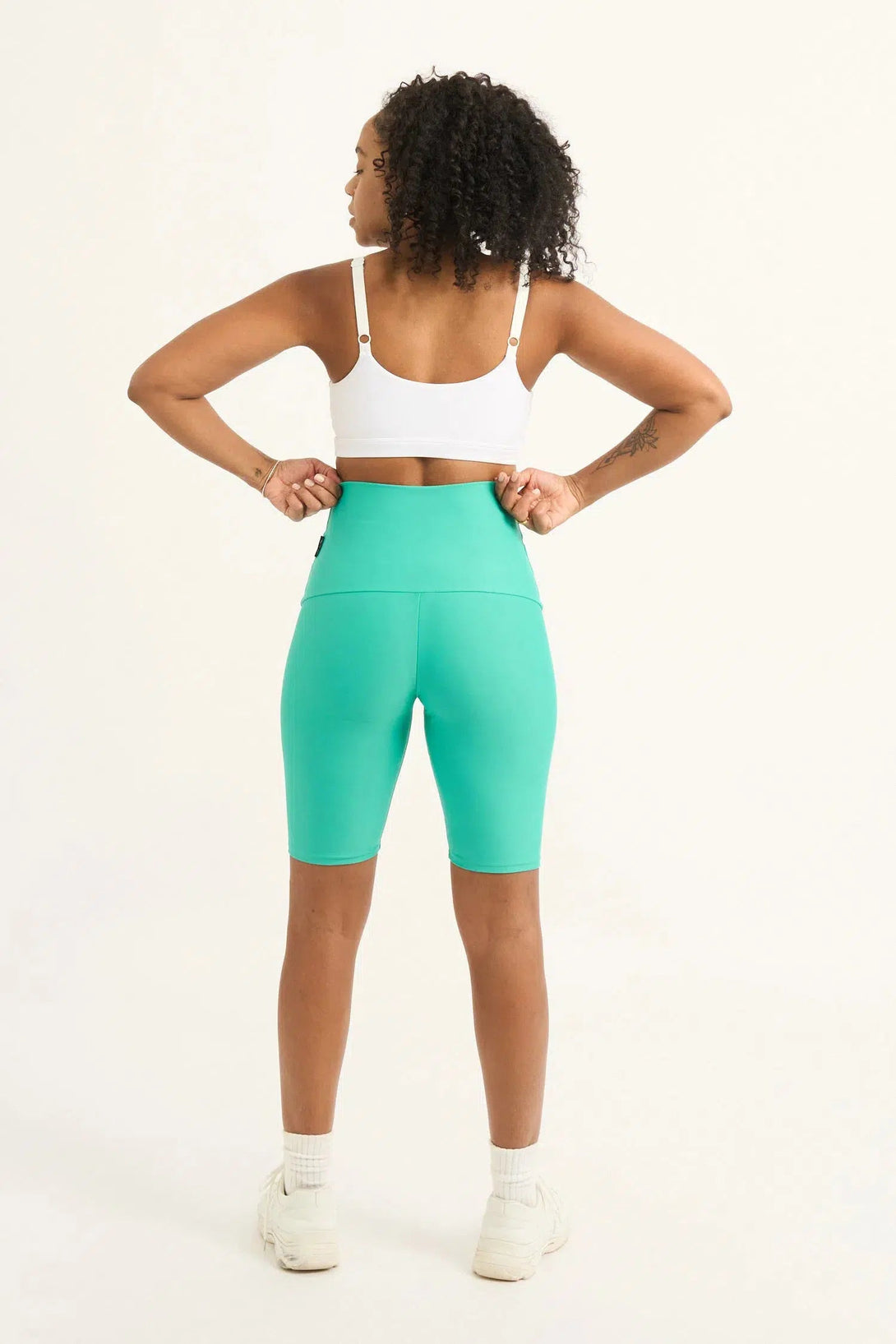 Performance Extra High Waisted Long Shorts - Jade-9358328357711-Activewear-Exoticathletica