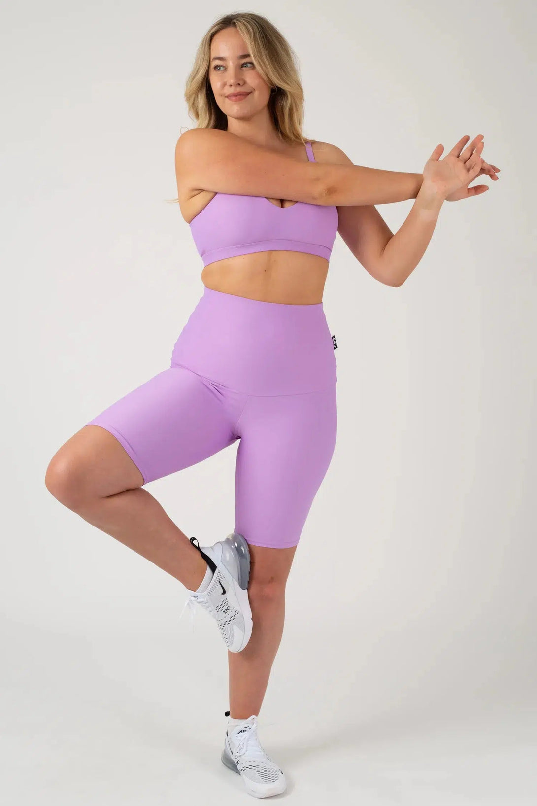 Performance Extra High Waisted Long Shorts - Lilac-Activewear-Exoticathletica