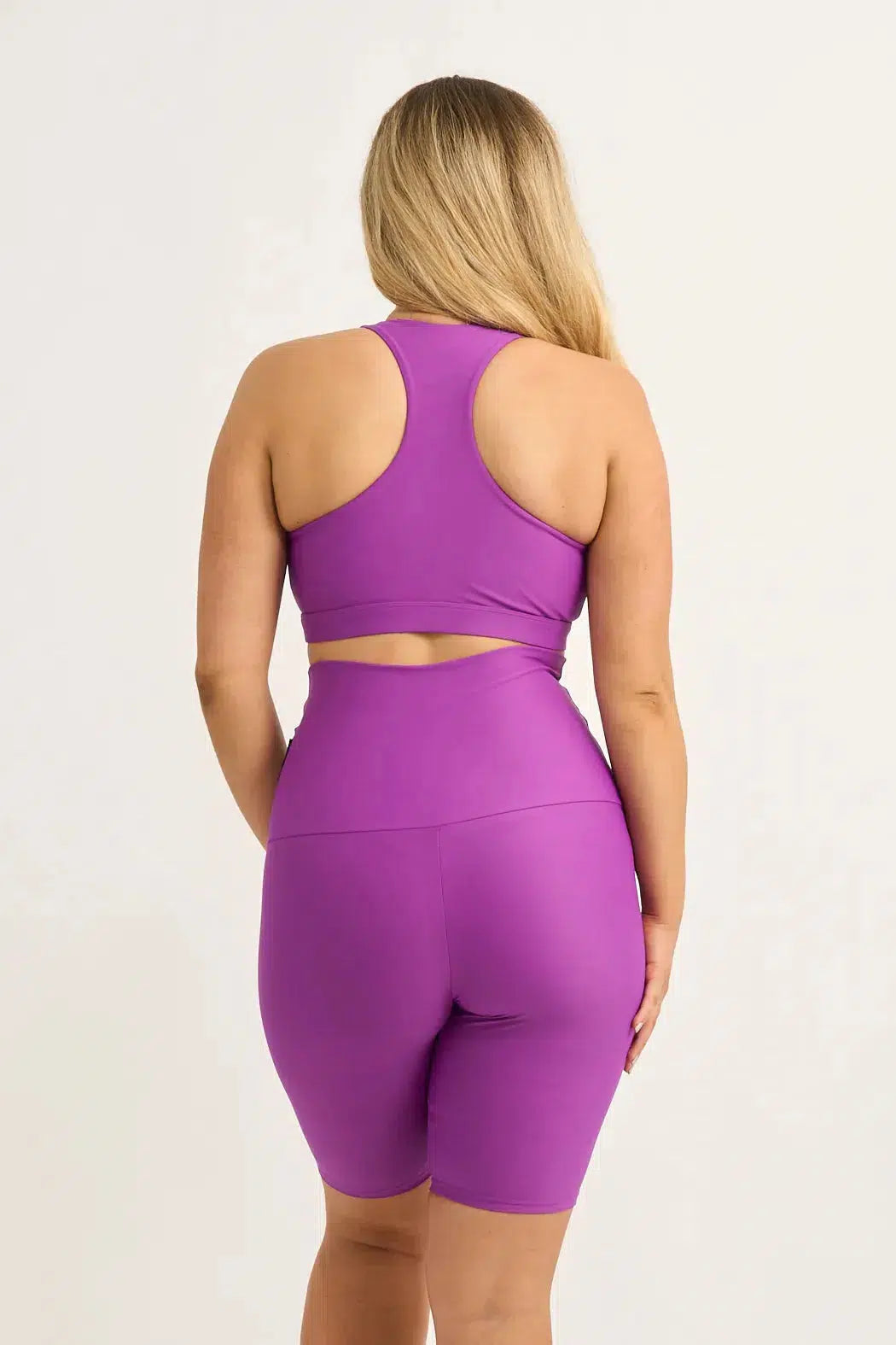 Performance Extra High Waisted Long Shorts - Purple-Activewear-Exoticathletica