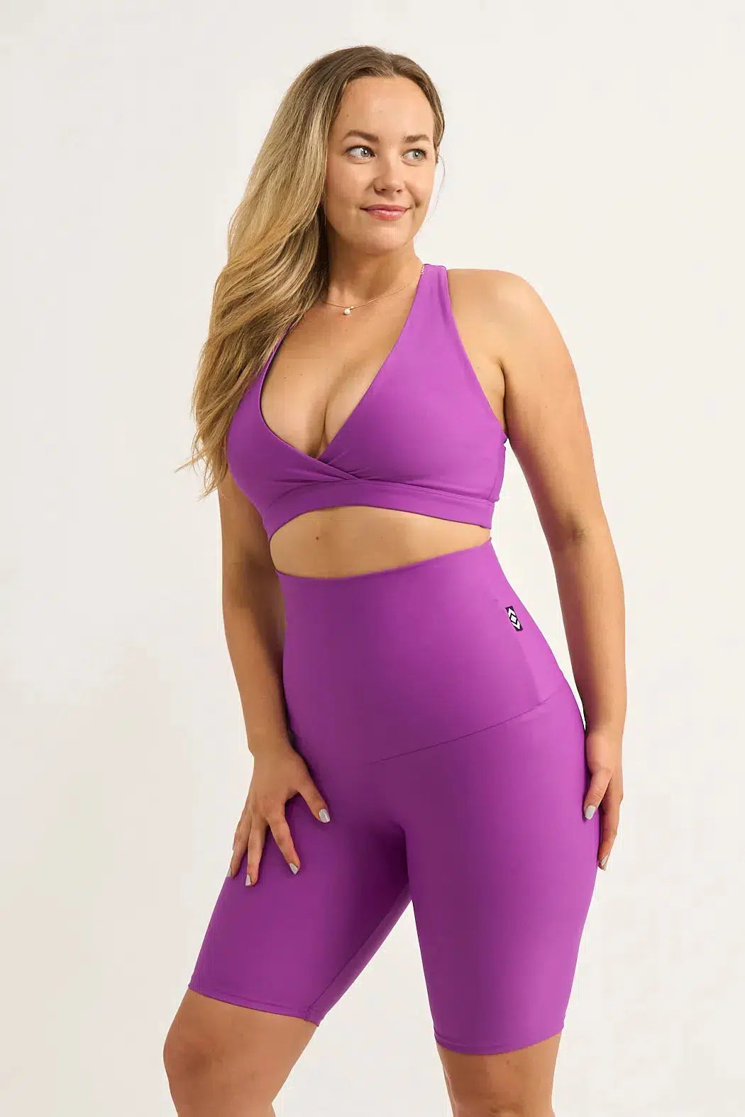 Performance Extra High Waisted Long Shorts - Purple-Activewear-Exoticathletica