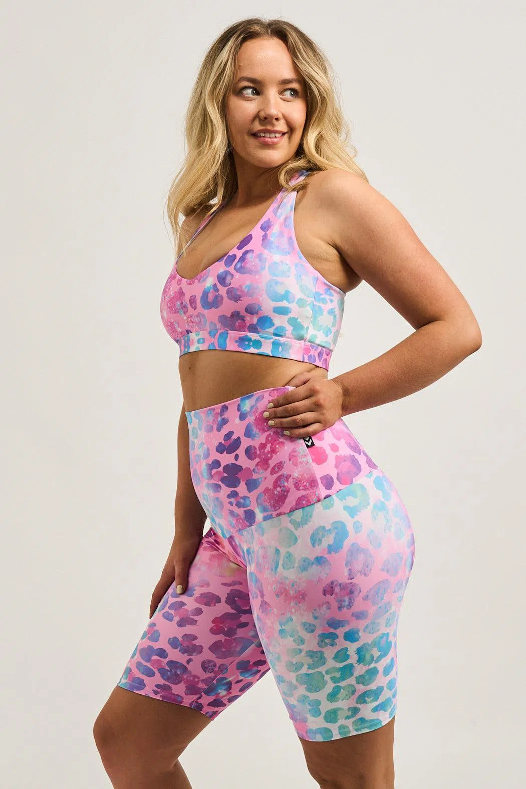 Performance Extra High Waisted Long Shorts - Rainbow Jag-9358328357902-Activewear-Exoticathletica