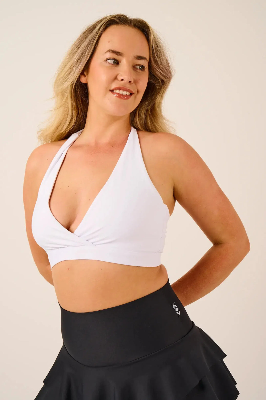 Performance Halter Crop - White-Activewear-Exoticathletica