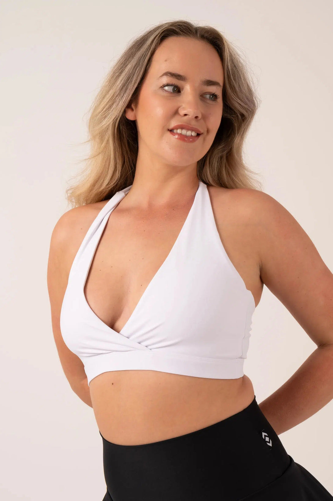 Performance Halter Crop - White-Activewear-Exoticathletica