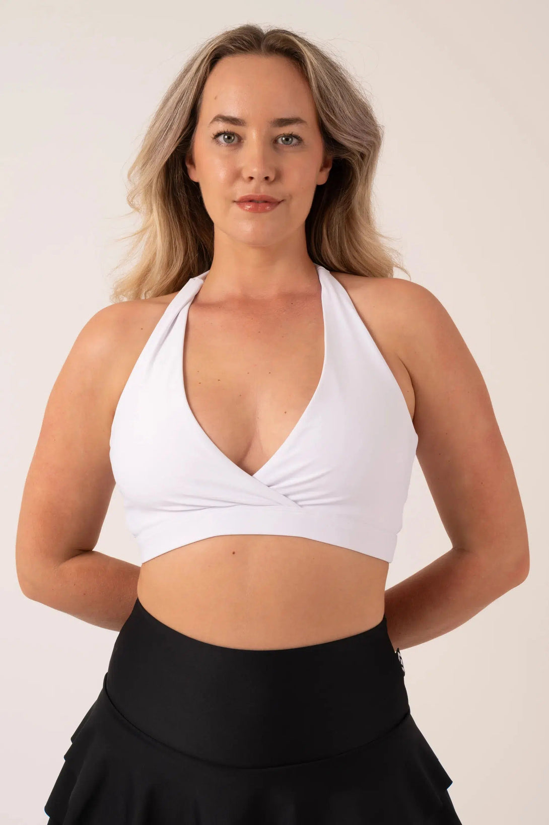 Performance Halter Crop - White-Activewear-Exoticathletica