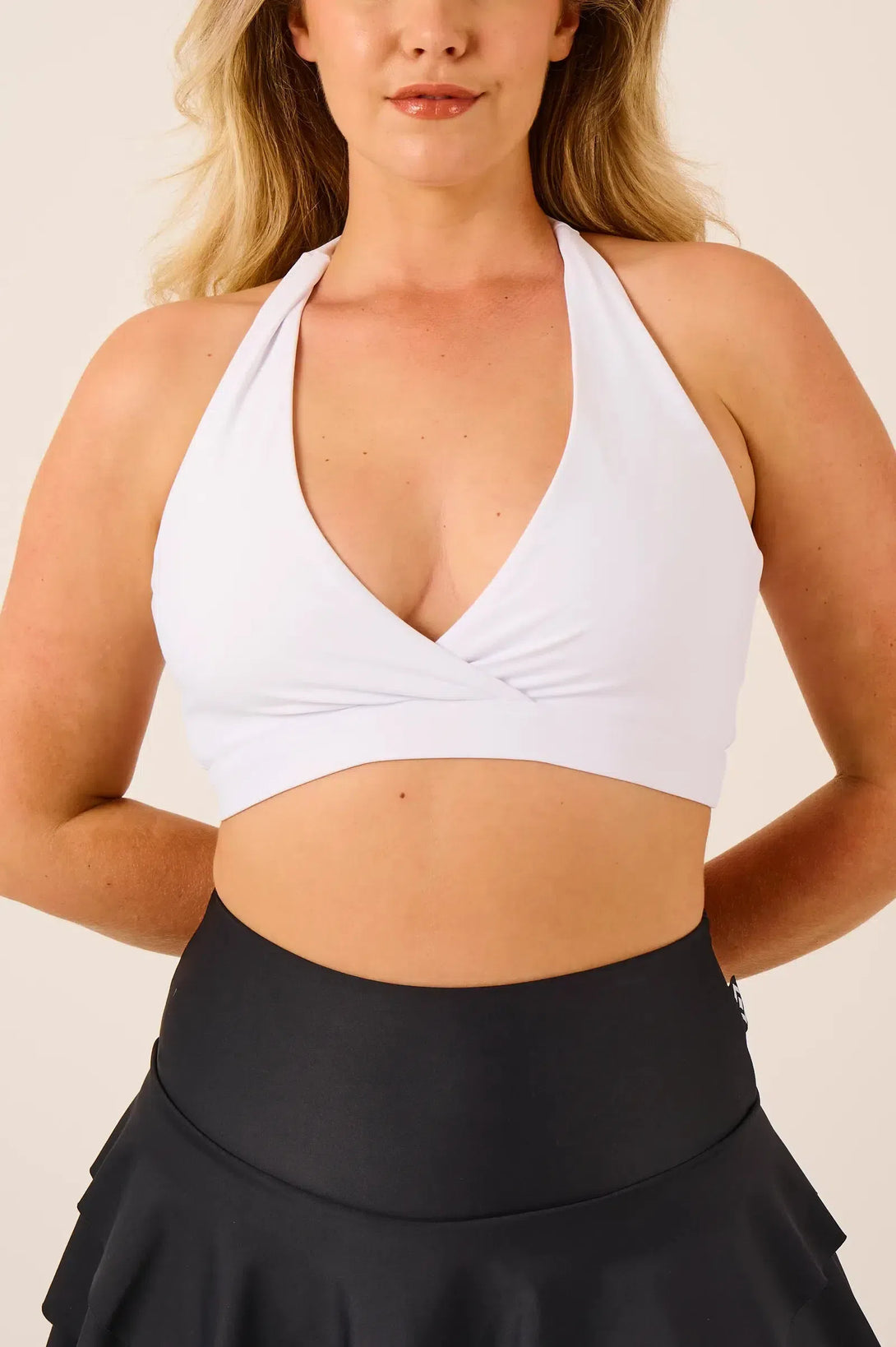 Performance Halter Crop - White-Activewear-Exoticathletica