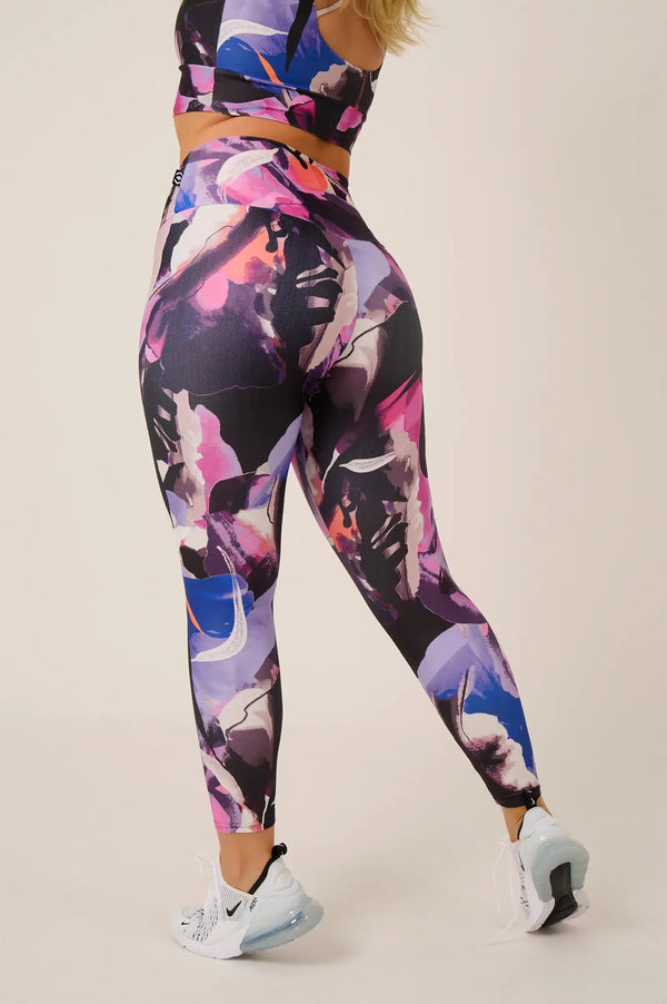 Performance High Waisted 7/8 Leggings - Calypso Nights-Activewear-Exoticathletica