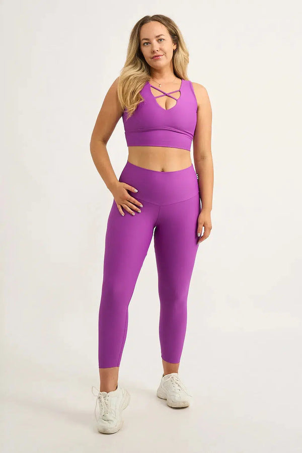 Performance High Waisted 7/8 Leggings - Purple-9358328351788-Activewear-Exoticathletica