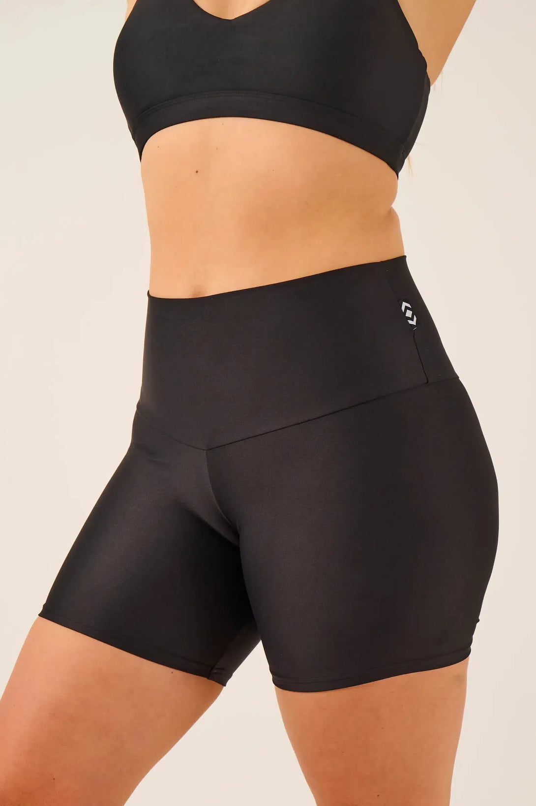 Performance High Waisted Booty Shorts - Black-Activewear-Exoticathletica