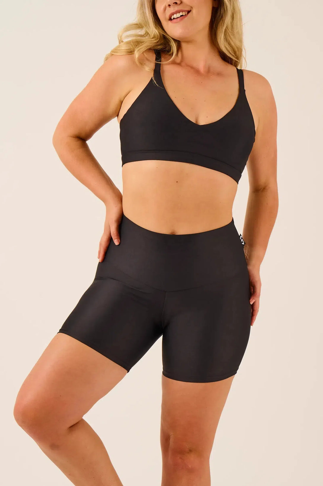 Performance High Waisted Booty Shorts - Black-Activewear-Exoticathletica