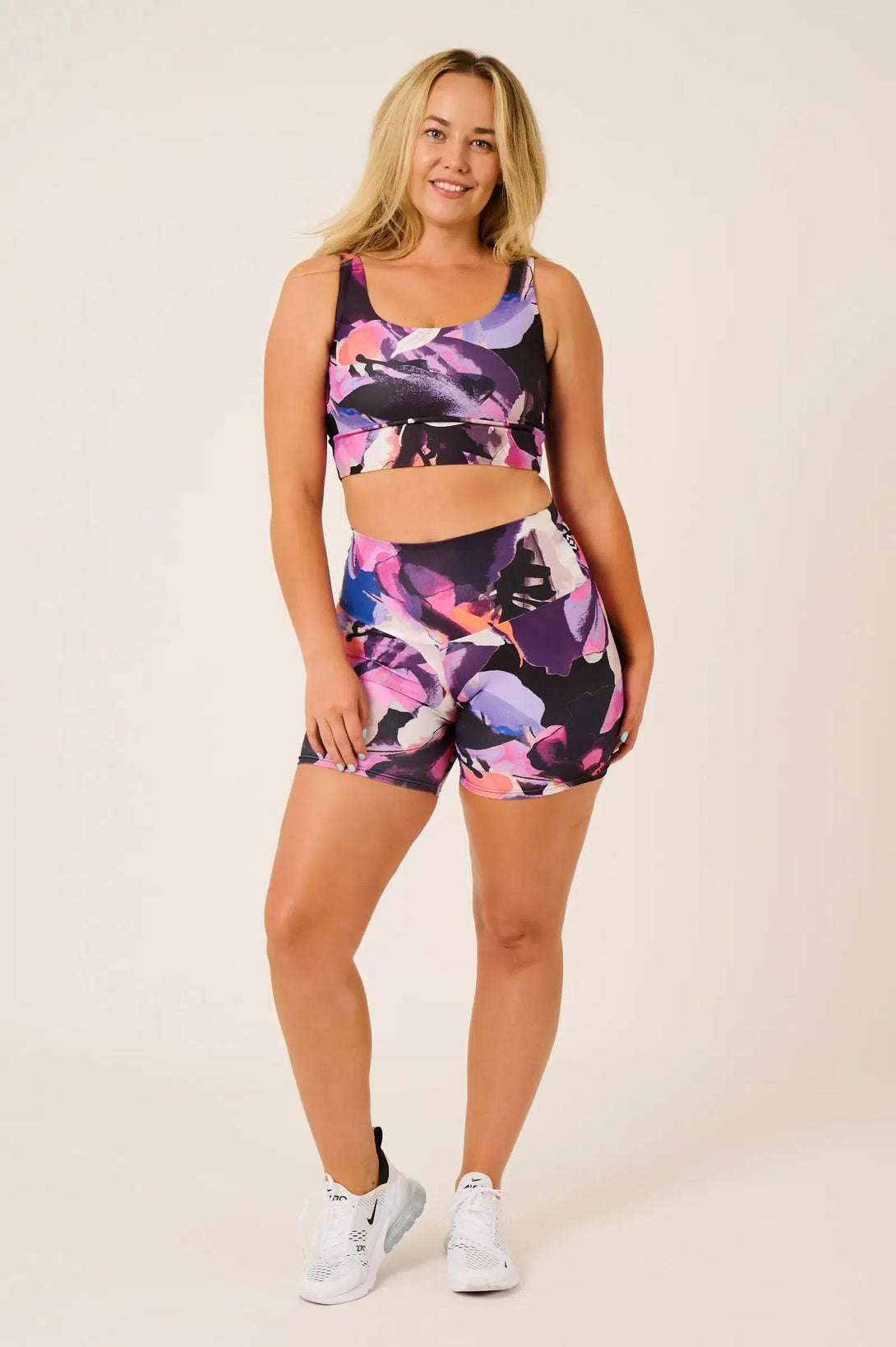 Performance High Waisted Booty Shorts - Calypso Nights-Activewear-Exoticathletica