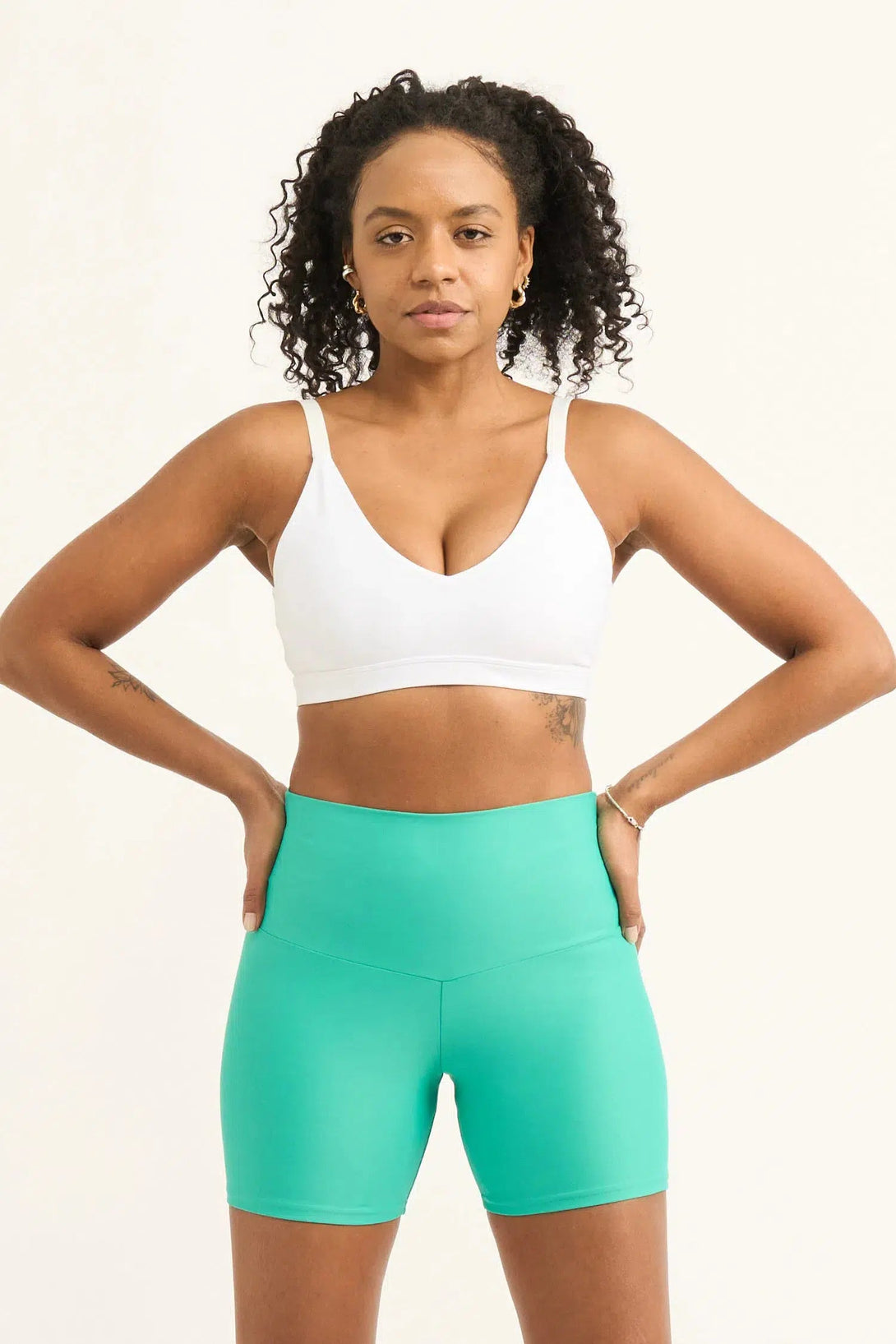 Performance High Waisted Booty Shorts - Jade-61471571-Activewear-Exoticathletica