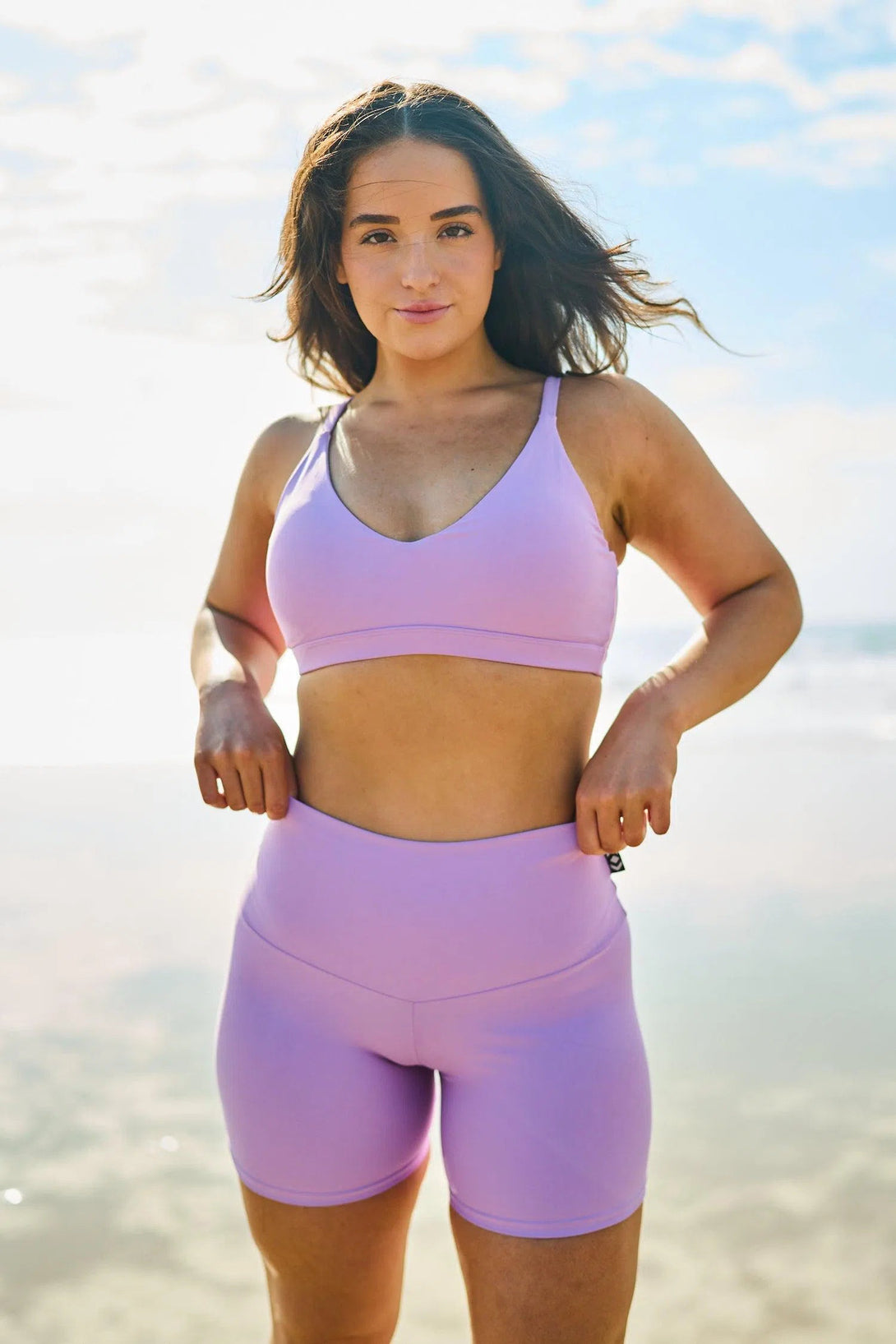 Performance High Waisted Booty Shorts - Lilac-Activewear-Exoticathletica