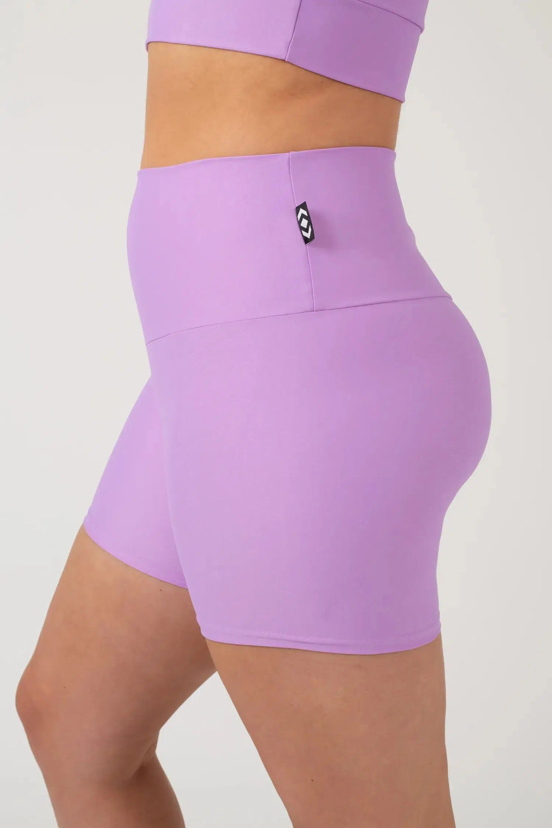 Performance High Waisted Booty Shorts - Lilac-Activewear-Exoticathletica